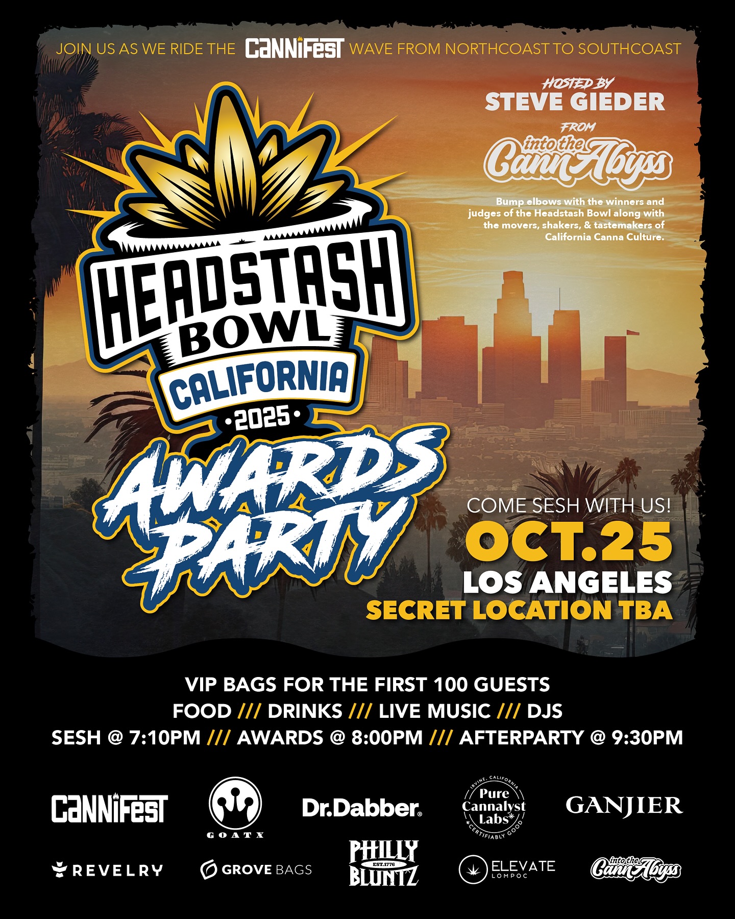 ✈️Headed down to Los Angeles to represent for the family. Limited number of VIP Only tickets available at www.cannifest.com 🤫SECRET DTLA location comes with the ticket. Can’t wait to sesh with all the heads! 💨🔥@fresh_strain @goatx_official @thathumboldtgreen @intothecannabyss @headstash_bowl_official