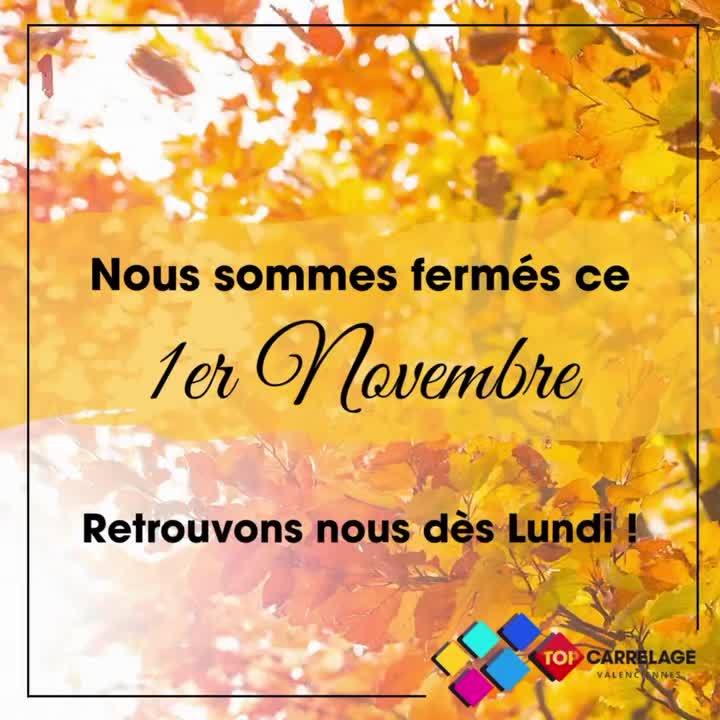 📢 Fermeture exceptionnelle 📢
Votre magasin Top Carrelage Valenciennes sera fermé ce Samedi 1er Novembre.
Profitez de ce long week-end pour faire mûrir vos projets de carrelage 🧱
Nous aurons le plaisir de vous retrouver dès lundi à 14h, pleins d’idées et d’inspiration !
👉 Découvrez nos collections sur : https://www.val-carrelage.fr