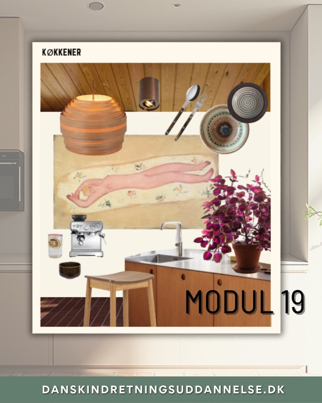MODUL 19 - Indretning af køkkenet 🍂
Vi ser et køkken lavet af Caroline, nænsomt renoveret med respekt for husets oprindelige 1970’er-arkitektur. De røde klinker og køkkenets træfronter rammer husets originale stil på en moderne måde og giver køkkenet et varmt, tidløst udtryk. 🔴🌿
Denne blanding af retro-elementer og moderne løsninger er en tendens, vi ser meget lige nu: Klassiske materialer, farver og mønstre fra fx 60’erne, 70’erne og 80’erne får nyt liv i moderne indretning – ofte kombineret med minimalistiske linjer og moderne funktionalitet. Det skaber et hjem med både personlighed og historie, uden at det føles dateret.