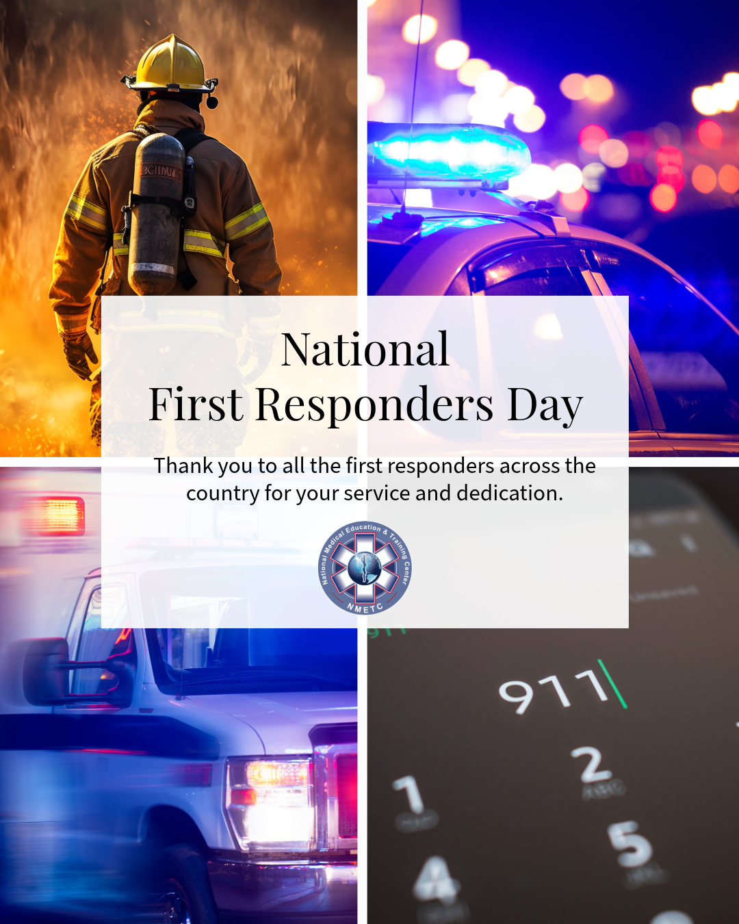 Happy National First Responders Day to all the First Responders across the country. Thank you for all your service and dedication.
#NMETC #NationalFirstrRspondersDay #FirstResponder
