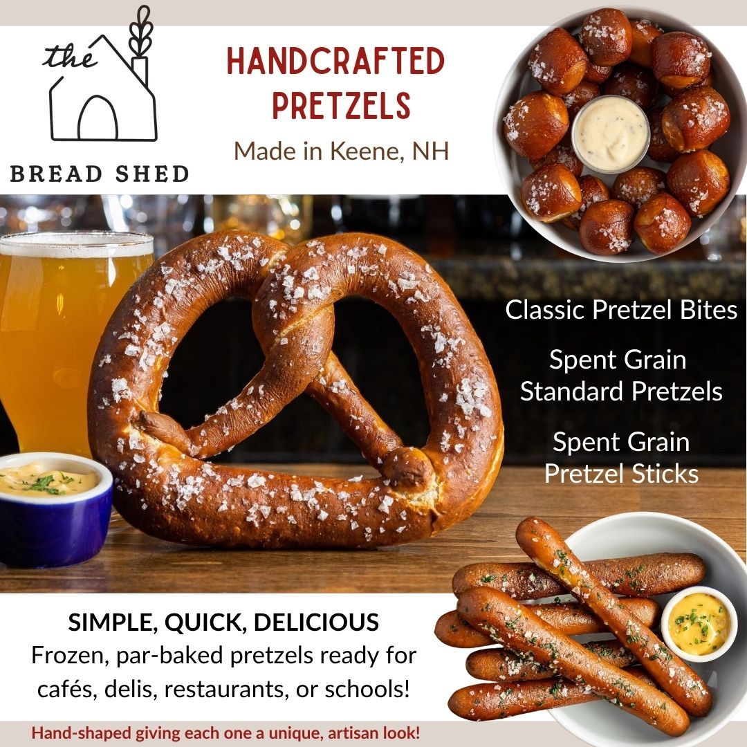🥨 New! 🥨
We’re excited to partner with @thebreadshednh to bring you bakery-fresh, hand-shaped, par-baked soft pretzels! Ready to serve in under 8 minutes!
✨ Crafted in Keene, NH, these spent-grain standard pretzels, pretzel sticks, and the classic pretzel bites deliver rich flavor and a soft, chewy texture.
❄️ Delivered frozen and easy to bake fresh in cafés, delis, restaurants, or school kitchens.
🚚 In stock and ready to deliver!