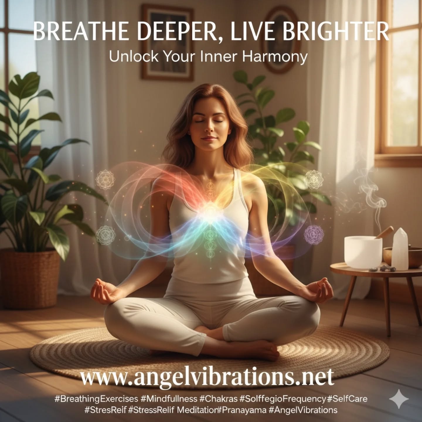 🧘♀️ Breathe Deeper, Live Brighter!
Feeling stressed, scattered, or just need a moment of peace? The power to reset is right in your own breath!
Try this simple, yet powerful technique right now: The 4-7-8 Breath.
Inhale quietly through your nose for a count of 4.
Hold your breath for a count of 7.
Exhale completely through your mouth, making a whoosh sound, for a count of 8.
Repeat 4 times.
In just one minute, you'll feel your nervous system calm down, your mind quiet, and your body relax. It's a foundational step to deeper mindfulness!
🌟 Want to unlock the next level of well-being? 🌟
Discover how conscious breathing connects to your Chakras, how Solfeggio Frequencies can enhance your practice, and much more on our blog!
➡️ Click here for a deeper dive into self-healing and holistic wellness:
www.angelvibrations.net
#BreathingExercises
#Mindfulness
#Chakras
#SolfeggioFrequency
#HolisticWellness
#SelfCare
#Meditation
#StressRelief
#Pranayama
#AngelVibrations
