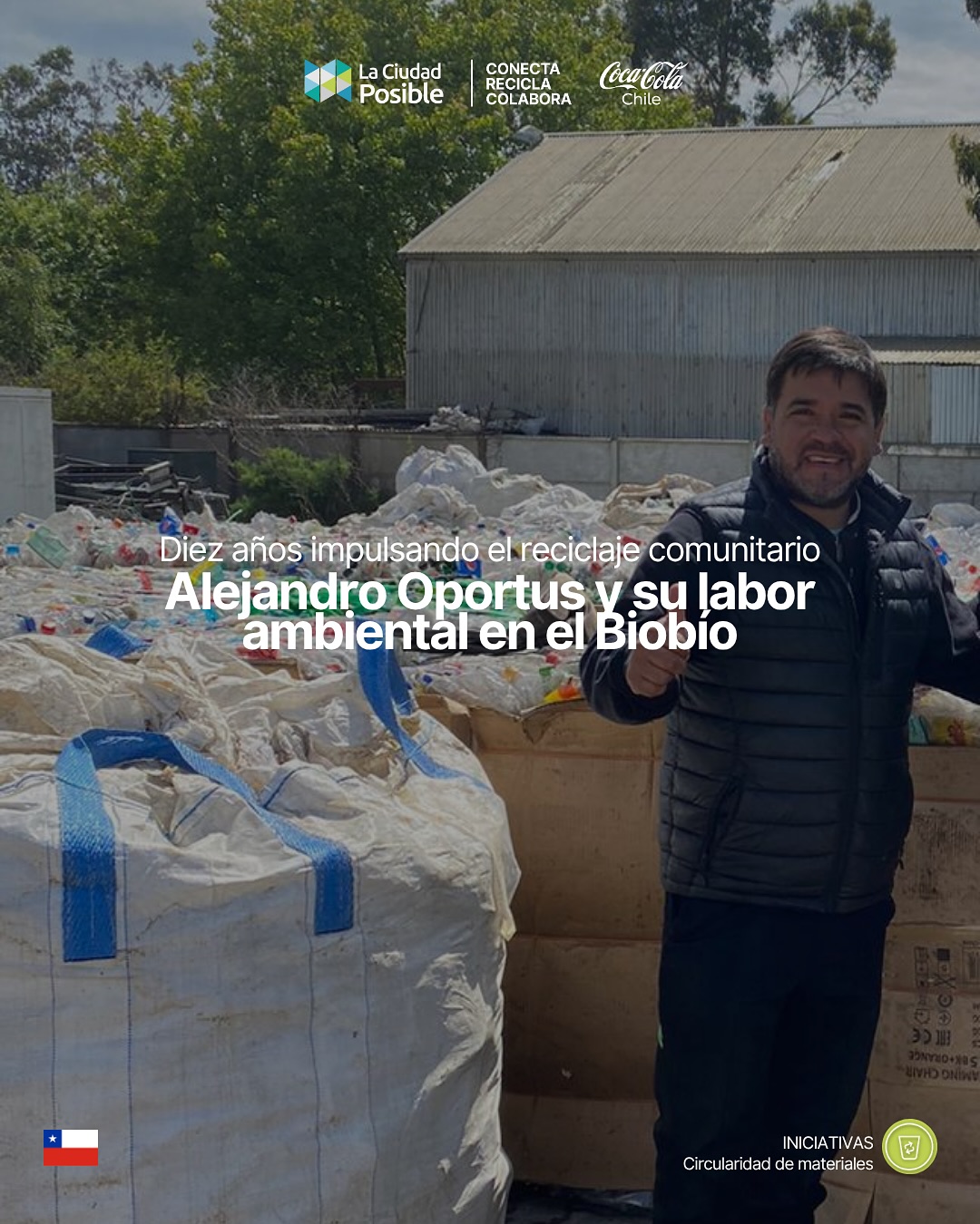 ♻️ Impulsando el reciclaje comunitario: la historia de Alejandro Oportus y su compromiso con un Biobío más limpio.
Desde San Pedro de la Paz y Chiguayante, Alejandro lleva más de una década impulsando la recuperación de materiales junto a colegios, condominios y vecinos, instalando puntos de acopio para PET, cartón, latas y HDPE.
En un contexto donde el reciclaje en Concepción alcanza cerca del 20,9% de los residuos domiciliarios, su labor —acompañada por el programa Conecta, Recicla & Colabora, de La Ciudad Posible y Coca-Cola Chile— ha fortalecido la gestión local y generado conciencia ambiental en la comunidad.
En el Día de Ecología, recodamos historias como la de Alejandro que muestran que el compromiso cotidiano puede transformar territorios y acercarnos a un Biobío más circular. 🌱
#EconomíaCircular #ReciclajeComunitario #ConectaReciclayColabora