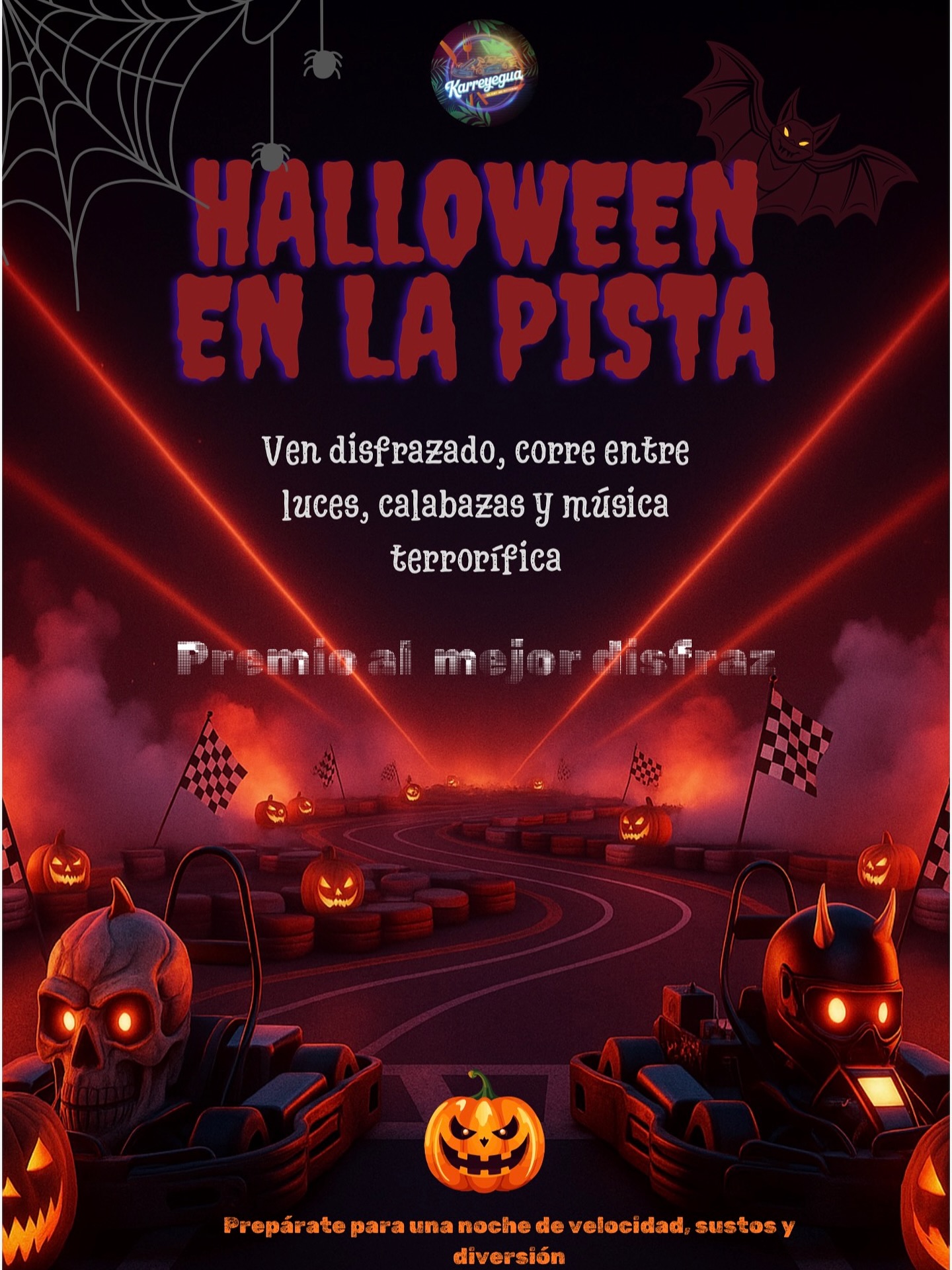 👻 HALLOWEEN EN KARREYEGUA 🎃
¡La noche más aterradora del año llega a San Juan!
🕷️ Ven disfrazado y vive una experiencia única con:
💀 Concursos de disfraces
🏎️ Carrera del terror en Go-Karts
🍔 Comidas y tragos temáticos
🎶 Música en vivo y luces de locura
🎁 Premios y muchas sorpresas
📍 Lugar: Karreyegua, San Juan de la Maguana
🕓 Fecha: viernes 31 de octubre – Desde las 8:00 PM
💸 Cover: Solo RD$200
🔥 ¡Ven con tu mejor disfraz y demuestra que eres el alma del terror!
#KarreHalloween #Karreyegua #HalloweenParty #SanJuanRD #GoKarts #foodtrucklife