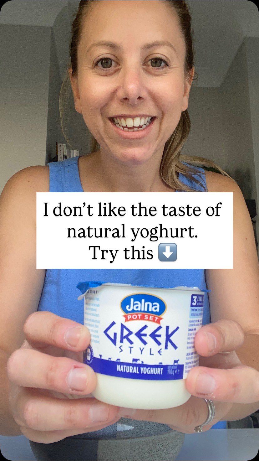 As a Dietitian, I hear a lot of people say, “I don’t love the taste of natural yoghurt.” And honestly, I get it, I’m not jumping for joy over it on its own either. But what I do love is that it has less sugar, fewer additives, and preservatives than most other options. 🙌
If you’re not a fan of the plain taste, try adding a tsp of honey, or even natural or sugar-free maple syrup. It can really change the game! 🍯
Remember, if you’re not enjoying what you’re eating, it’s hard to stick with it long-term. Let’s make healthy food work for you.
Want some help making nutrition fit into your lifestyle? Click the link in my bio or DM me! 😊