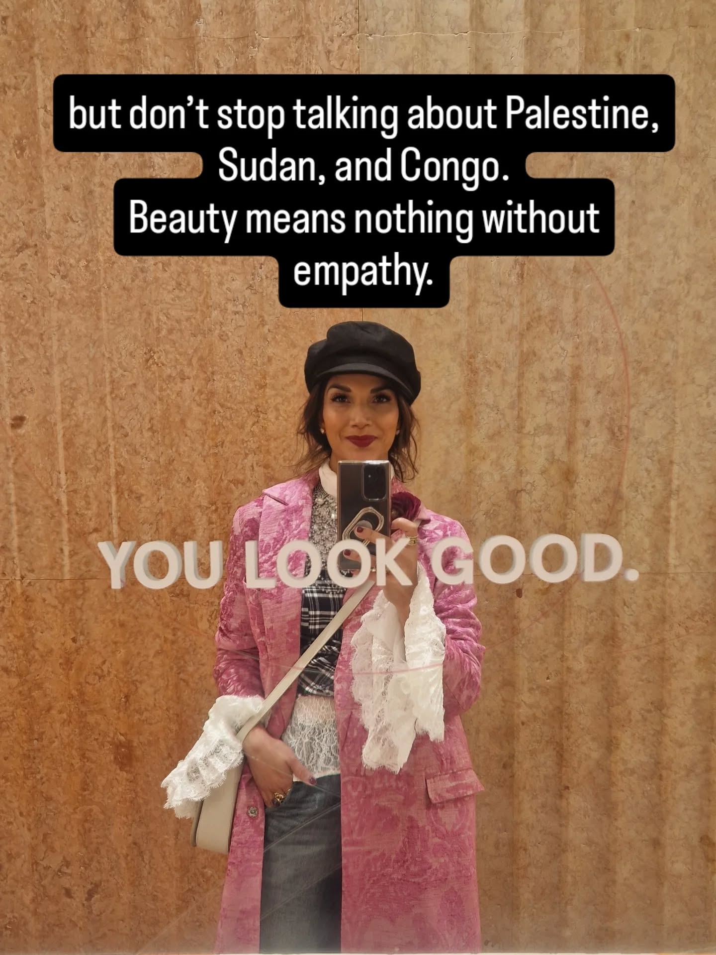 You look good.
Stay informed. Stay loud.
Sudan. Palestine. Congo. Always.
#OOTD #style_with_tia #FashionInspo #MirrorSelfie #StyleGoals #ChicStyle #EffortlessStyle #OutfitInspo #FashionBlogger #WhatIWore #StyledByMe #EverydayStyle #StreetStyle #LookGoodFeelGood #StyleWithPurpose #FashionWithMeaning #SpeakUp