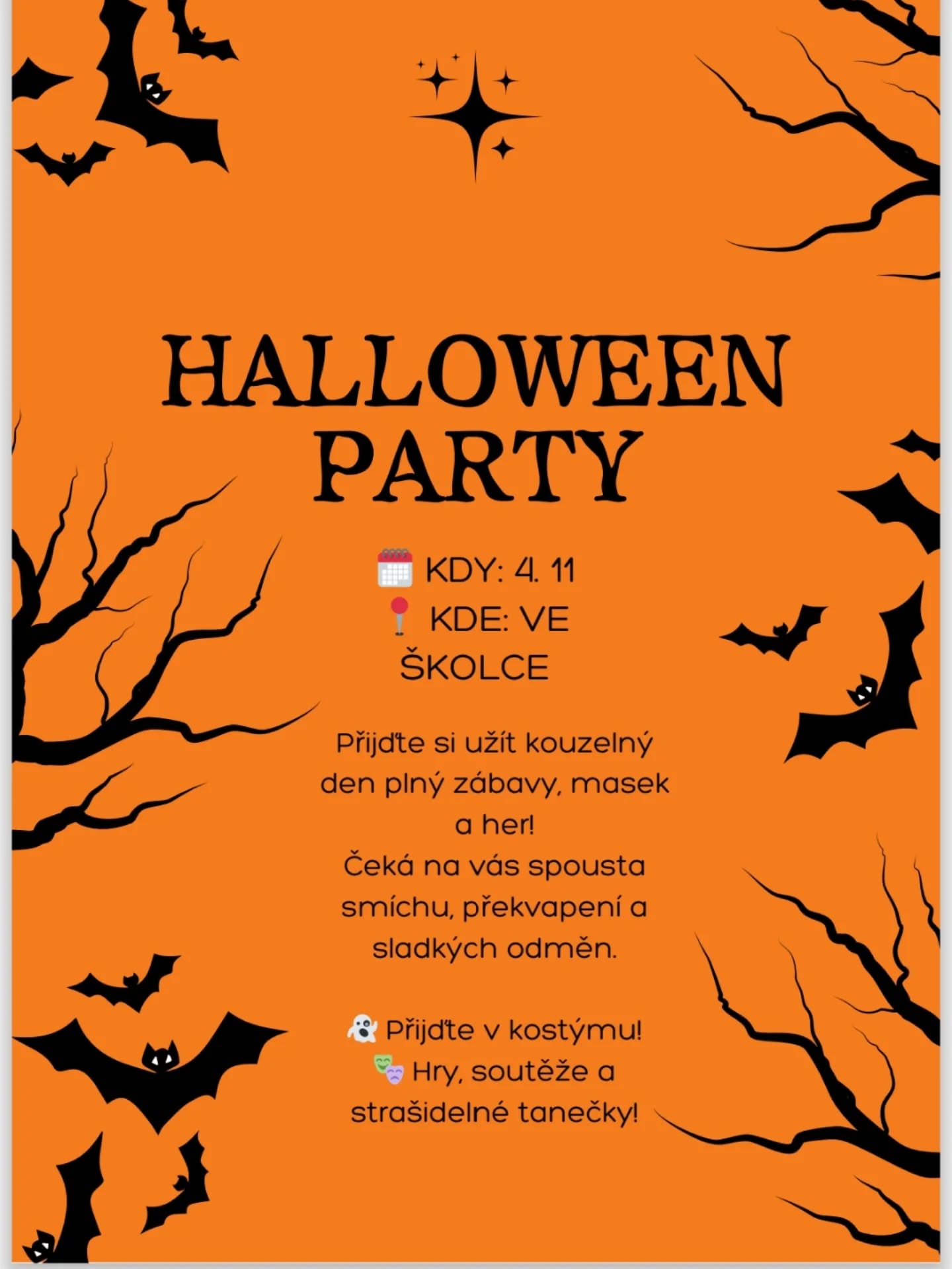 ✨Akce, na které se těšíme v listopadu✨
1. Halloween PARTY - 4.11.
2. Jak zachránit princeznu - 10.11.
3. Jablíčkobraní ve školce - 18.11.
4. Čtení s babičkou - datum se upřesní