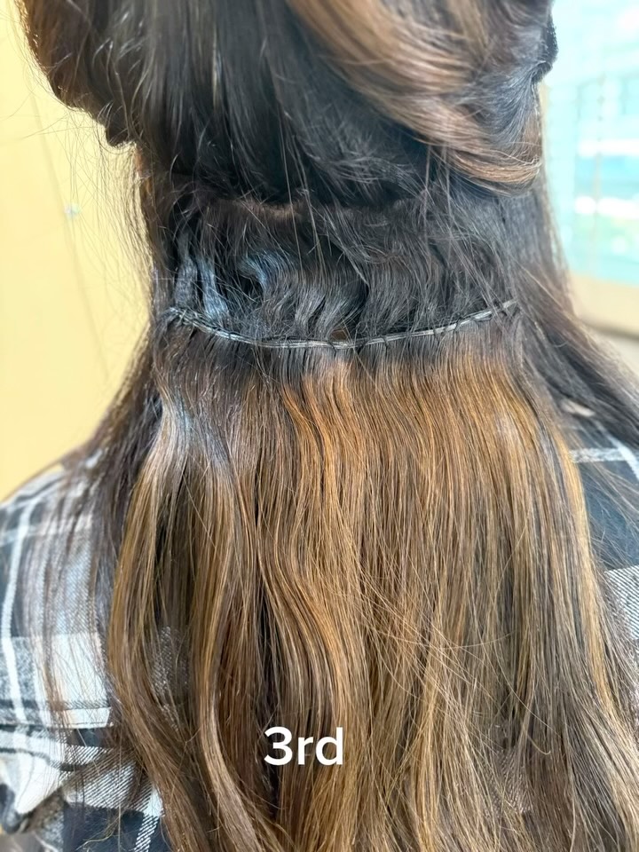 This is my client who I did in the beginning of November and then she moved to South Carolina and we try to get together. I was on vacation, but we were finally able to see each other last week. This is about six months of regrowth and she did so good at following all the directions that they were super grown out, but they were still in there and no knots or matting. #theextensionqueen