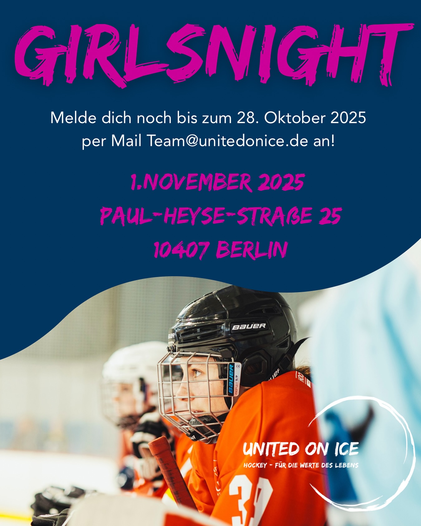 Meldet euch noch bis morgen an! Wir freuen uns auf euch! 🩷
#unitedonice #fürdiewertedeslebens #girlsnight