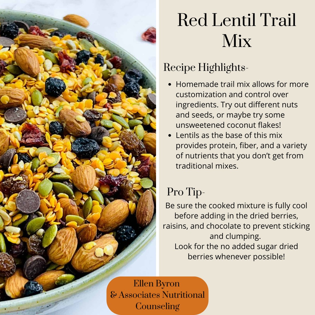 Recipe of the week!
Finding snacks that aren't packed with salt and sugar is a challenge. This homemade trail mix gives the benefit of great fiber and protein as the base, using lentils.
Making sure that the mixture is fully cooked to remove excess moisture and then fully cooled before storage will help it keep for longer.
-
#dieititansofinstagram #snackrecipe #lentils