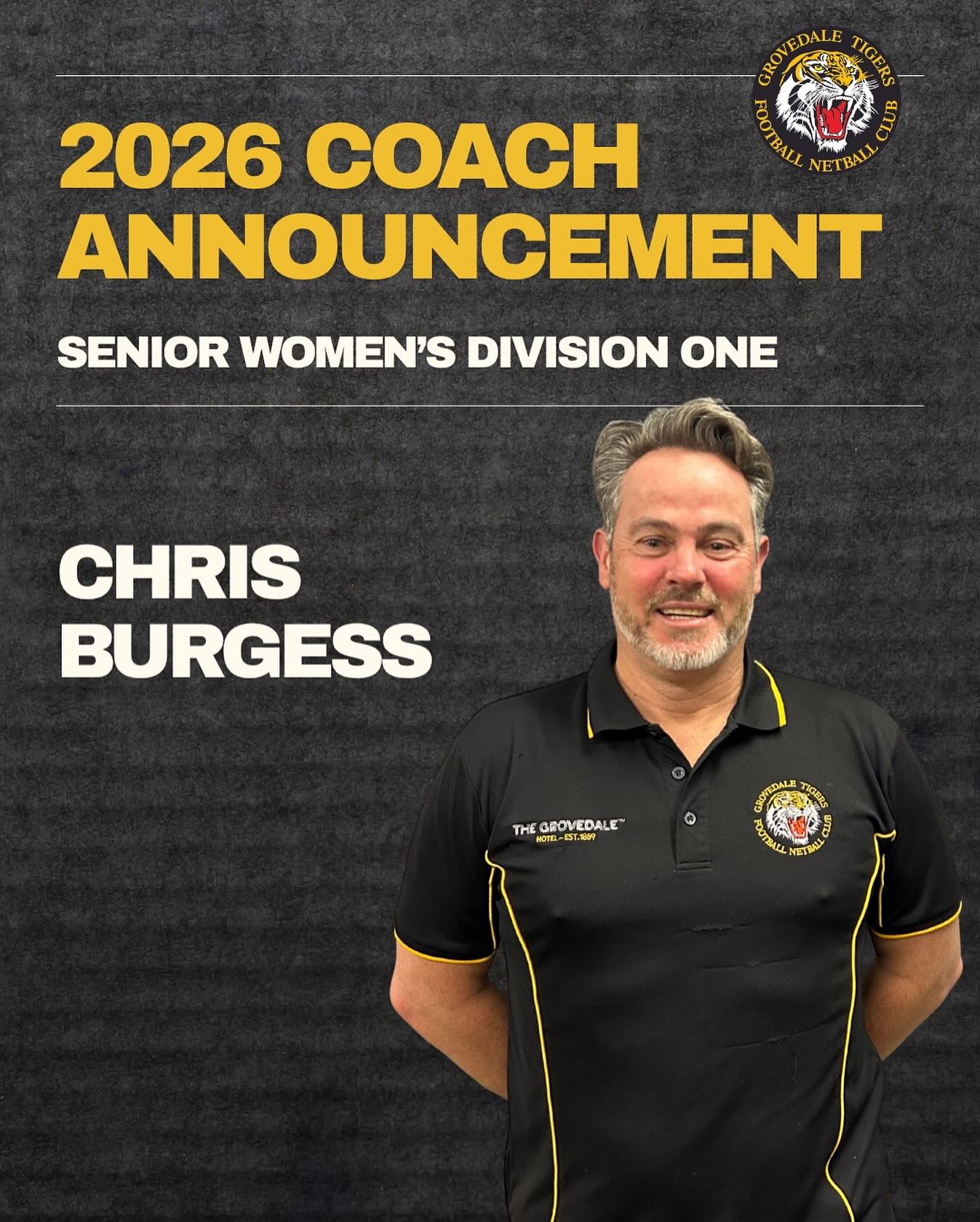 We’re absolutely thrilled to welcome Chris Burgess as our Senior Women’s Division 1 Coach for the 2026 season!
Chris joins the Tigers with an impressive coaching background and a strong passion for developing women’s football. His experience spans across multiple levels of the game including coaching Under 18 Girls, the V-Line Cup, and most recently working as a Development Coach with the Geelong VFLW program.
Chris is well-known for his ability to connect with players, teach the game’s fundamentals, and create an environment that brings out the best in individuals and teams. His leadership, knowledge, and enthusiasm will play a huge role in continuing to drive our women’s program forward.
We’re rapt to have him on board and can’t wait to see the impact he’ll have both on and off the field in 2026.
Welcome to the Tigers family, Chris! 🐯💪