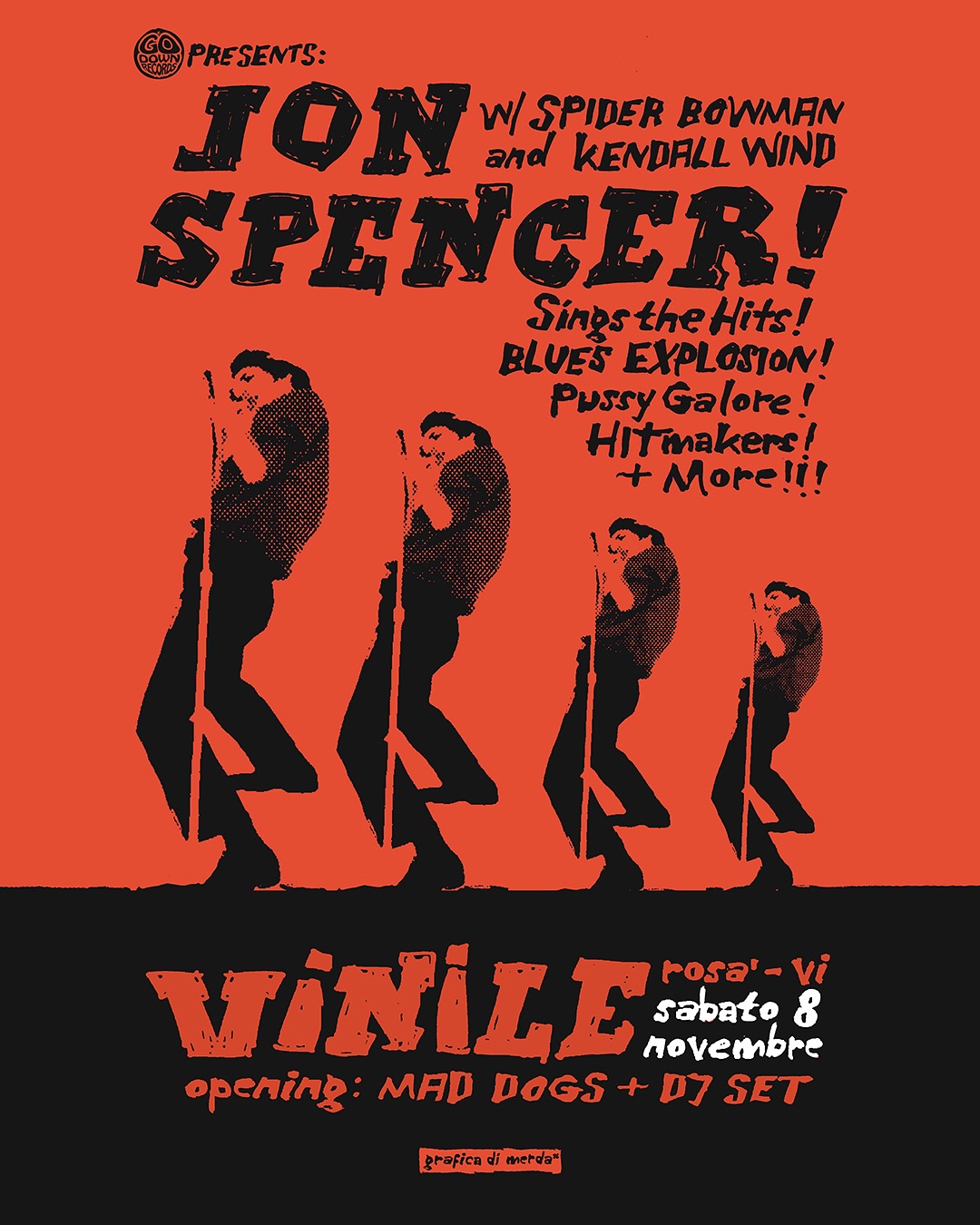 🚨 Il conto alla rovescia per il live di @jonspencerhitmaker al @vinileclub è iniziato!
😉 Assicurati il biglietto, prima che sia troppo tardi! Prevendite attive qui 🔗 https://www.mailticket.it/evento/48788
Jon Spencer, in trio col batterista Spider Bowman e il bassista Kendall Wind (The Bobby Lees), detonerà gli amplificatori con i brani del mini-LP “𝘚𝘪𝘤𝘬 𝘰𝘧 𝘉𝘦𝘪𝘯𝘨 𝘚𝘪𝘤𝘬!“ e chicche dal repertorio di Pussy Galore, Heavy Trash, Blues Explosion e HITmakers.
🔥 In apertura, @maddogs.band presenta il nuovo disco 𝑇ℎ𝑒 𝐹𝑢𝑡𝑢𝑟𝑒 𝐼𝑠 𝑁𝑜𝑤.
🪩 Aftershow DJ set a cura di @lastniteparty & @lametteparty
🗓️ 𝐒𝐚𝐛𝐚𝐭𝐨 𝟖 𝐧𝐨𝐯𝐞𝐦𝐛𝐫𝐞 𝟐𝟎𝟐𝟓 dalle 22:00
📍 𝐕𝐢𝐧𝐢𝐥𝐞, via Capitano Alessio 94 - Rosà (VI)
🔎 Dettagli e aggiornamenti 🔗 https://www.facebook.com/events/1504869207188820
#jonspencer #inconcerto #rock #rockgig #garagerock #rocknroll #bluesexplosion #punkrock #rockabilly #punk #punknroll #vinileclub #godownrecords #vicenza #bassanodelgrappa