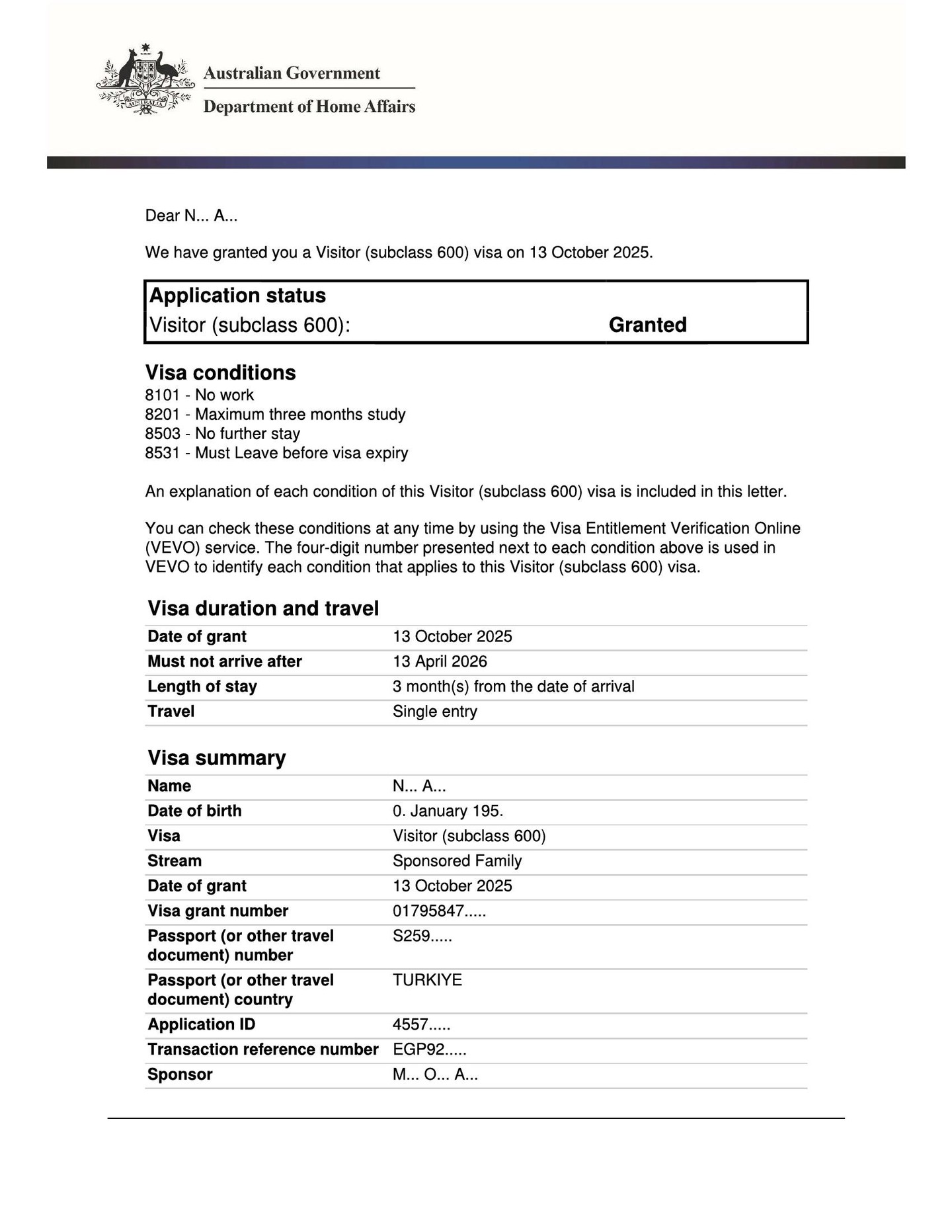 Five Visitor Visas for Extended Family are Granted
Success Story!
An Australian citizen is soon getting married and wants nothing more than to have his whole family with him on this special day. ❤️
His parents, his brother, his brother’s spouse, and their child were all invited to Australia to celebrate this once-in-a-lifetime occasion together. I’m very proud to announce that all five family members have received their visa grants!
This was not an easy application. It required detailed preparation, a strong presentation, and a careful response to the department's questions. Every document, every explanation, and every connection between the family members had to be clearly shown and justified.
In the end, success for the entire family! 💪
Moments like these remind me why I love what I do. Helping families reunite and celebrate life’s most meaningful milestones together is truly rewarding.
If you need help bringing your family members to Australia for special occasions or reunions, I’m here to assist. Every application is different, but with the right preparation, success is possible.
Ilgin Azazi
Registered Migration Agent – MARN 2318123
📧 info@visa-australia.com.au
🌐 www.visa-australia.com.au
📞 0416 049 021
#VisaGranted #FamilyVisa #MigrationAgent #VisaAustralia #AustraliaVisa #VisaSuccess #FamilyTogether #VisaApproval #IlginAzazi #MARN2318123 #FamilyReunion #AustralianVisa #ProudMoment #VisaExpert #CelebrateTogether