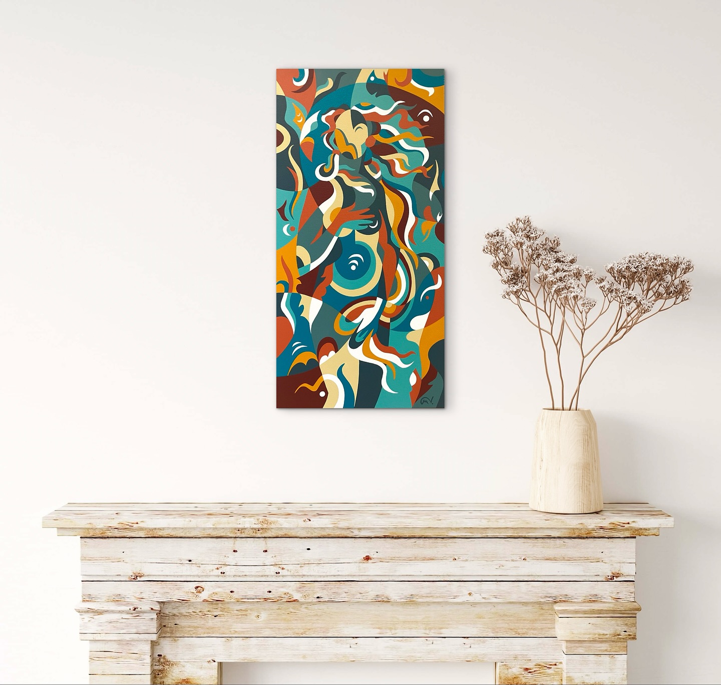 Titre : VENUS REBORN II 🆕
Dimensions H60 x L30 cm Châssis 3D
Acrylique sur toile - Oeuvre originale
Disponible 💚
~~~~~~~~~~~~~~~~~~~
« Dans cette oeuvre, l’artiste réinterprète La naissance de Vénus de Botticelli à travers une abstraction contemporaine. La déesse émerge d’un tourbillon de formes et de courbes organiques, comme si elle surgissait à nouveau des flots. Autour d’elle, des papillons se dissimulent, symbolisant la métamorphose, la beauté et la renaissance. Les couleurs ocres, bleus profonds et ors lumineux, évoquent la palette originelle du maître florentin. L’ensemble invite à contempler la transformation de Vénus et rappelle que toute beauté naît du changement. »
•
•
•
•
#ContemporaryArt #ModernArt #Painting #Art #peinture #artcontemporain #artfiguratif #artabstrait #fineart #venus #naissancedevenus #botticelli #50nuancesdemarguerite #maguyvaz