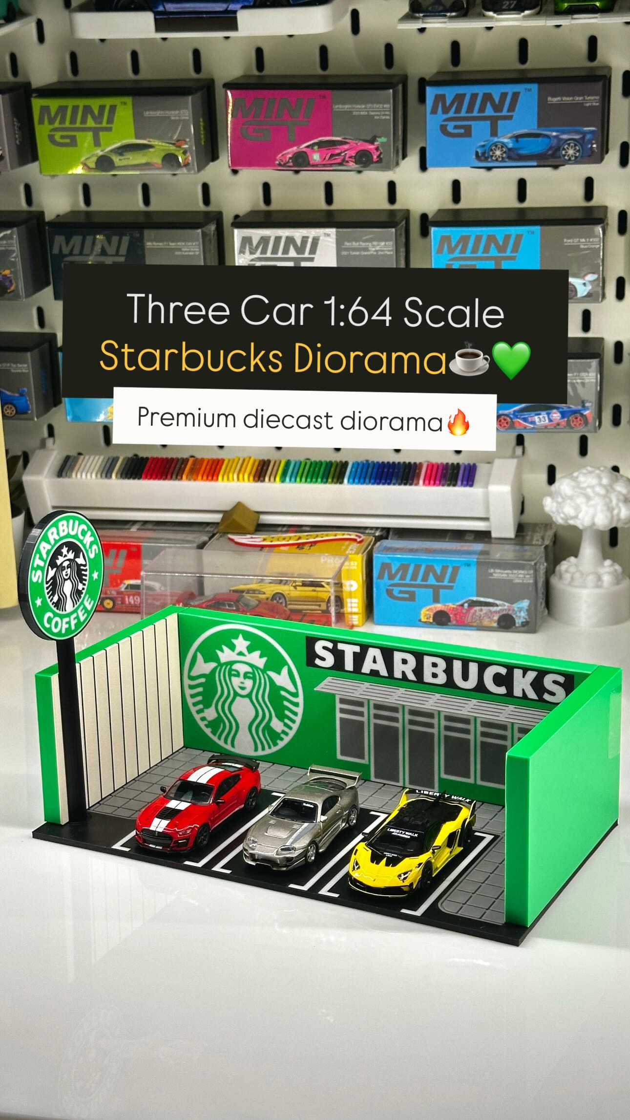 🚗✨ STARBUCKS MEETS 1:64 SCALE!
The most aesthetic diorama you’ll ever own - where caffeine meets chrome.
☕️ 1:64 Premium Starbucks Diorama - This isn’t just a display… it’s a vibe.
🔥 Features that make it a collector’s dream:
• Fits up to 3 of your 1:64 rides perfectly
• Insane print clarity — looks real even under macro lens
• Premium matte finish with realistic pavement & signage
• True-to-life scale depth and shadows for cinematic photos
• Limited pieces only — no restocks ever.
Perfect for reels, photo shoots and that clean display you’ve been dreaming about.
🚘 Cars shown for demo only — not included.
👑 This is the drop everyone will ask you about.
💥 Only a few pieces left. Once gone, it’s gone.
#1of64 #DiecastDisplayGoals #StarbucksDiorama #MiniGarageScene #CollectorsOnly #HotWheelsElite #1of64Scale #AthenaCraftworks #3DPrinted