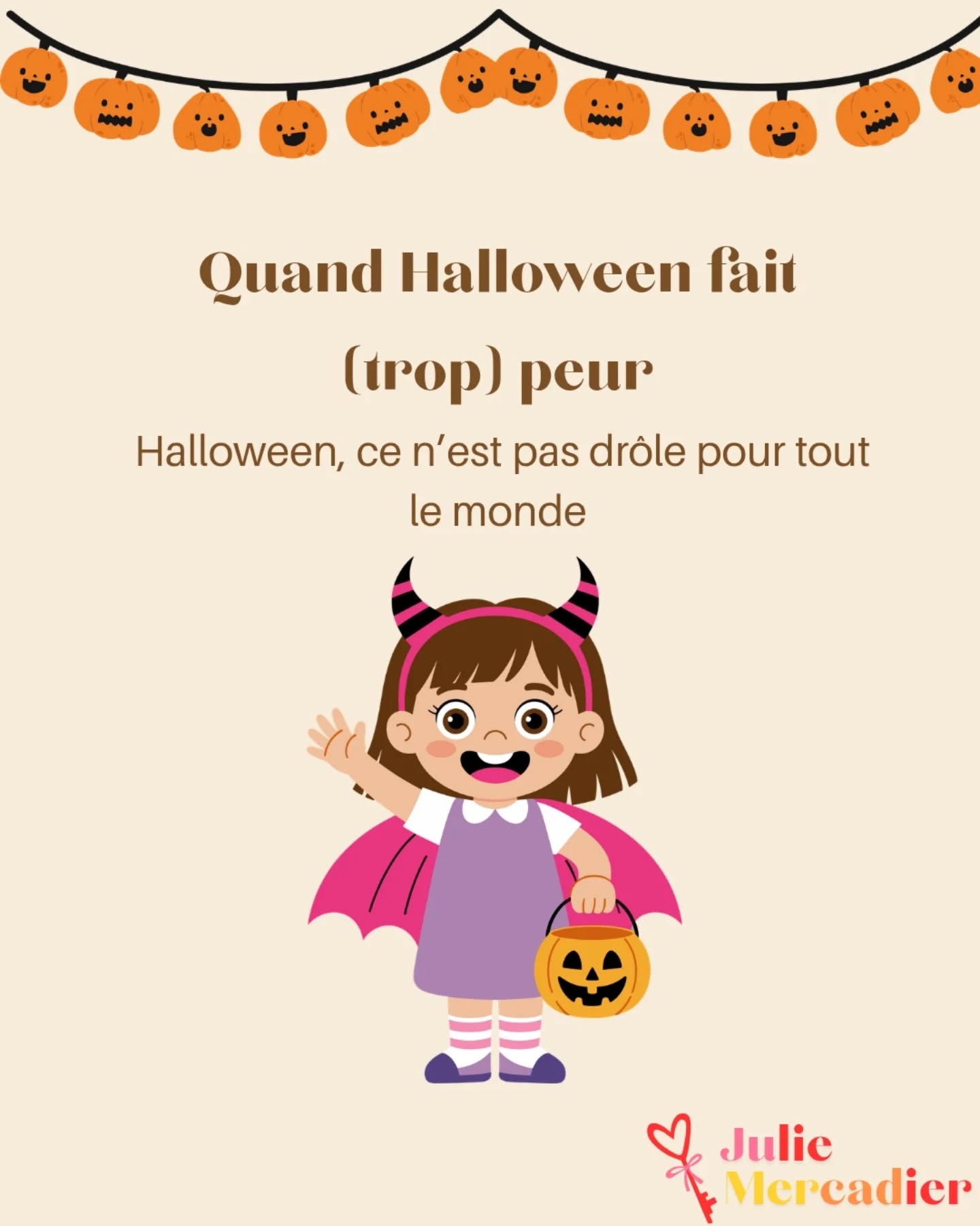 🎃 Tous les enfants adorent pas Halloween ...
Pour les tous-petits, cette fête peut être un vrai trop plein.
Mais ça ne veut pas dire qu'il faut forcément les écarter de la fête.
Voilà des idées de petites activités à faire avec ton enfant !
🗨️ Et toi, comment vis-tu halloween avec ton enfant ?
Dis-moi en commentaire 👇