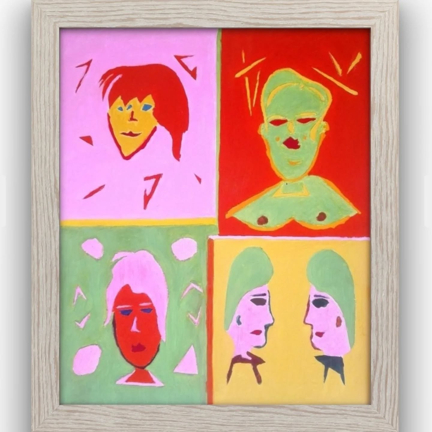 Part of my 13 paintings which I made in the past are not framed. They are framed online for a better optical view.