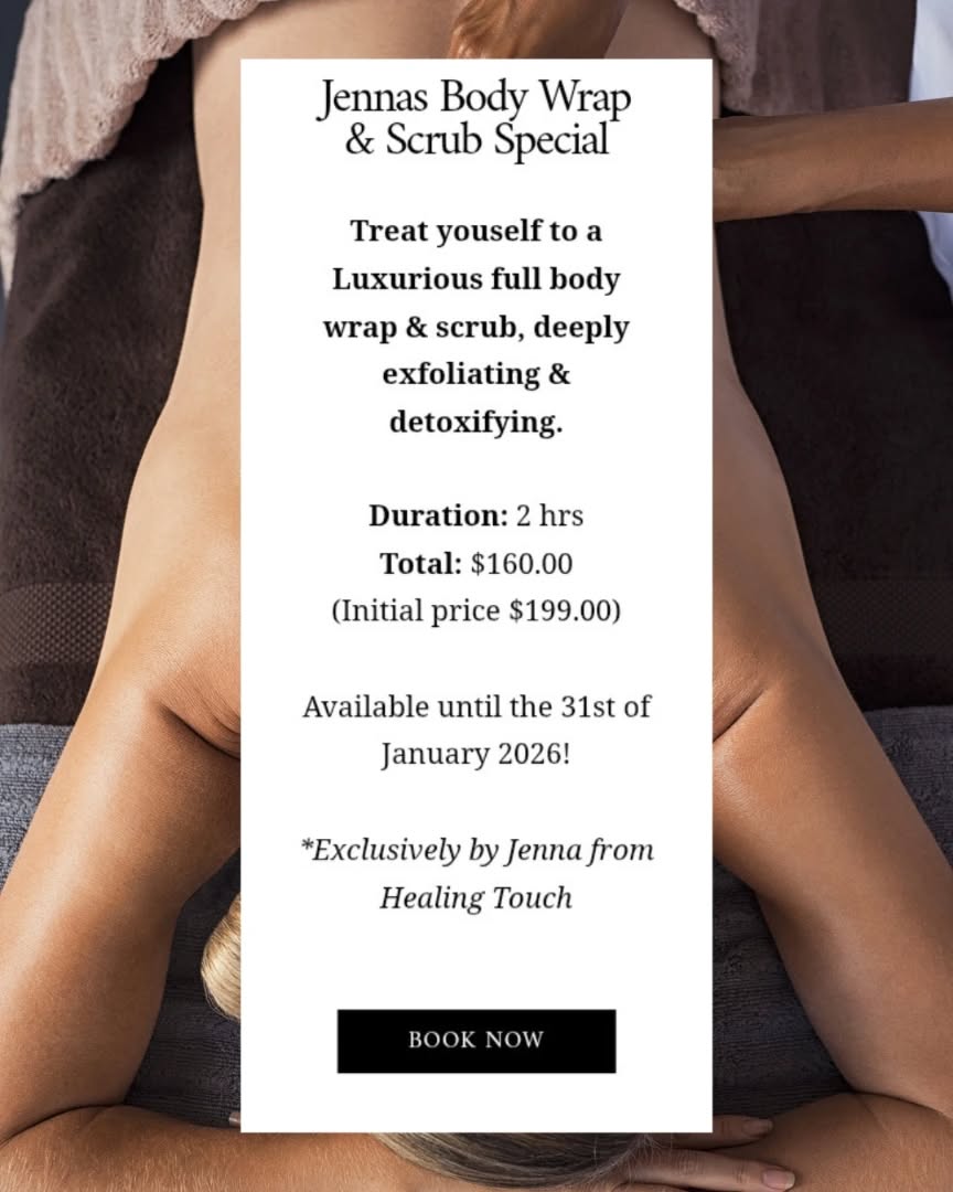 .
EXTENDED - Ending the 31st March
This luxurious *2 hour* treatment includes a full body exfoliation and the application of a detoxifying mask to the back, arms, legs, hands, feet and stomach- (optional). This is then removed using hot towels and finished with the application of a hydrating body moisturiser.
Call 4573 1190 or book online using link in bio 🙌
