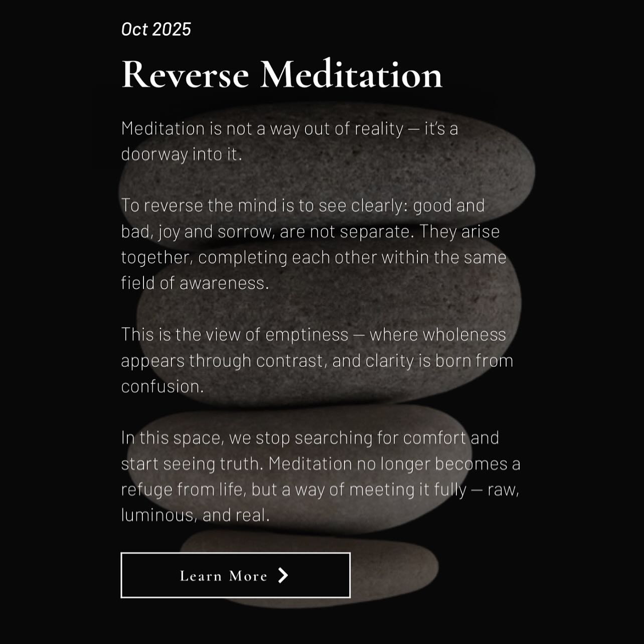 Check out the website for the complete experience of reverse meditation. Link in bio.
