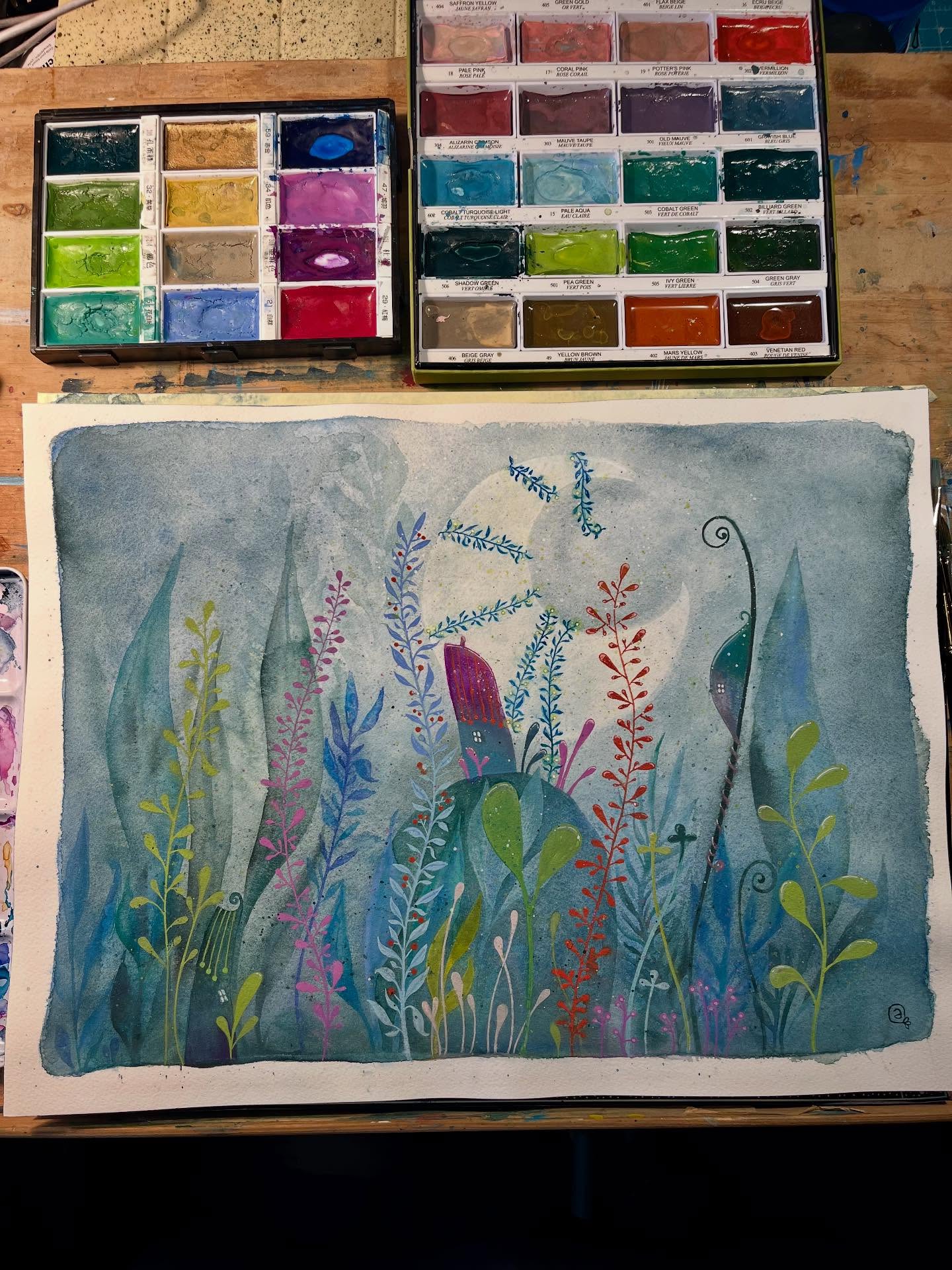 Another whimsical watercolor painting made for a sweet friend 😊 @aquandie
#annabies #watercolor #aquarelle #switzerland #magical