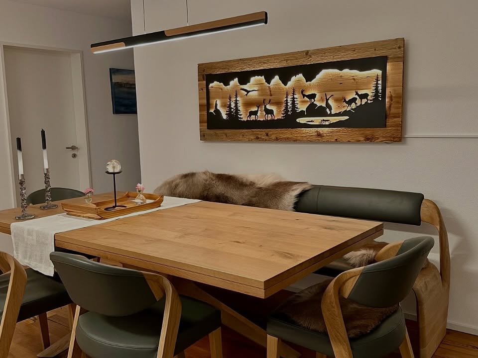 #dankeschön#mjm#art#design#stahlblech#led#hirsch #steinbock#reh#fisch#adler#inneneinrichtung#innenausbau#schonerwohnen