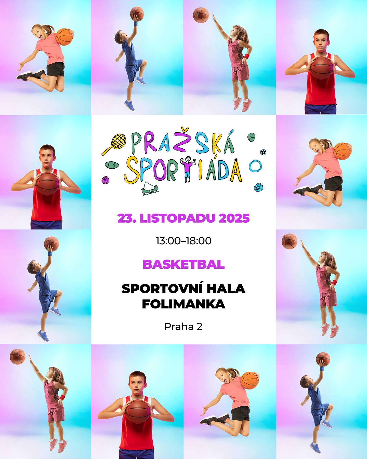 🏀 Buď offline, sportuj! Přijď si s rodinou i kamarády vyzkoušet BASKETBAL! 🏀
👉 Kdy: sobota 23. listopadu
👉 Kde: Sportovní hala Folimanka, Praha 2 (@uskpraha )
👉 Moderuje: Petr Říbal (@petrribal )
Na děti čeká 10 basketbalových disciplín pod vedením profesionálních trenérů z USK Praha – od driblování až po střelbu na koš. 🏃♀️💥
A pozor! Dorazí i naši basketbaloví ambasadoři:
✨ Jiří Welsch (@jiri9welsch ) – druhý Čech v historii NBA
✨ Ilona Burgrová (@burgrova ) – vicemistryně světa z roku 2010
✅ Registrace je ZDARMA:
👉 www.prazskasportiada.cz/events/basketbal
🎖️ Akce se koná pod záštitou starosty Městské části Praha 2 @mc_praha2
🥳 Basketbal na Folimance je poslední letošní zastávkou Pražské Sportiády!
Bylo skvělé vidět vás při bruslení, atletice i tenise – a pokaždé jste vytvořili parádní atmosféru. 💚
Těšíme se na vás!
Connea tým
www.prazskasportiada.cz
Pražská plynárenská | @kpmg_cz | @dobravoda_oficialni | @europark.praha | @connea_events
#PražskáSportiáda #Basketbal #Folimanka #USKPraha #JiriWelsch #IlonaBurgrova #Petrribal #Praha2 #SportujemeSpolu #Rodina #Zábava #Pohyb #Děti #Zdraví #KPMG #Europark #Connea #BuďOfflineSportuj