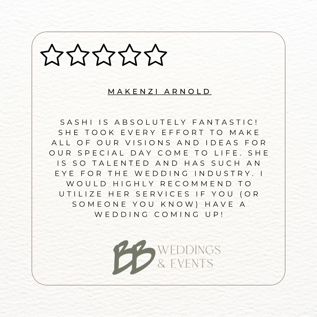 ⭐️⭐️⭐️⭐️⭐️
.
.
.
#bbweddings #weddings #sarasota #sarasotaweddingplanner #sashibaez #annadunn #reviews #5starreview #designer