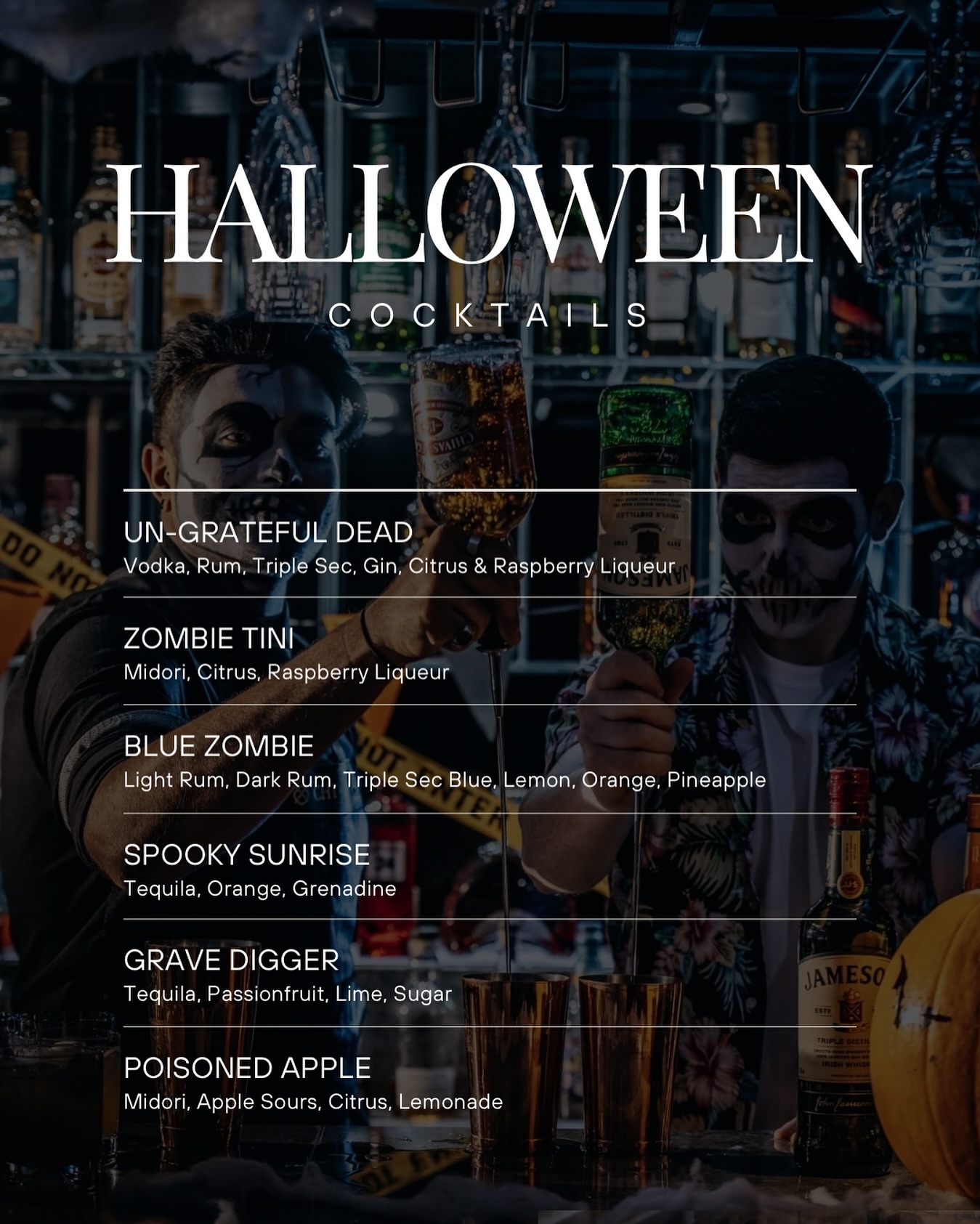 Happy Halloween 🎃
Try out some of these spooky-themed cocktails at your Halloween celebrations this weekend.
__________________
#HalloweenCocktails #SpookyCocktails #CocktailRecipes #HalloweenParty #MobileBartending