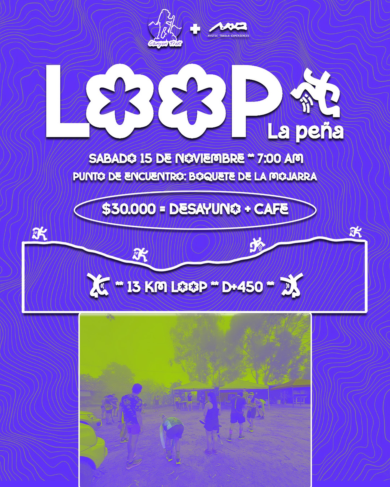 💥SOLD OUT💥
.
El cañón te está llamando. ¿Responderás? ⛰️
Canyon Trekk se enorgullece de ser el anfitrión de LOOP, una corrida de trail running única creada específicamente para invitar a la gente local a descubrir el impresionante terreno que rodea el Cañón del Chicamocha.
¡Salgamos juntos a los senderos! Te mostraremos la belleza indescriptible de los caminos ancestrales que están justo aquí, en tu propio patio trasero.
Corre local. Descubre más. ¡Encuentra todos los detalles e inscríbete a través del enlace en nuestra biografía!
#CanyonTrekk #TrailRunCommunity #SantanderColombia #CorreLocal #LOOPRun #MysticCall
-_____________________________________________________________________________________________________________________
The canyon is calling. Will you answer? ⛰️
Canyon Trekk is proud to host LOOP, a unique trail run event created specifically to invite locals to discover the breathtaking terrain surrounding the Chicamocha Canyon.
Let’s hit the trails together! We’ll show you the speechless beauty of the ancestral paths right here in your backyard.
Run local. Discover more. Get the details and sign up via the link in our bio!
#CanyonTrekk #TrailRunCommunity #SantanderColombia #RunLocal #LOOPRun #MysticCall