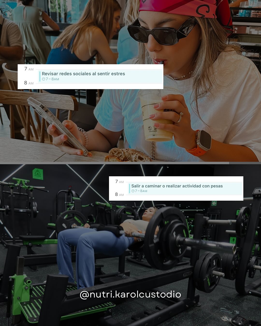 La diferencia no está en el tiempo, está en la decisión.
No se trata de perfección, sino de consciencia.
A veces el estrés te pide distracción… pero tu cuerpo te está pidiendo movimiento ✨✨✨