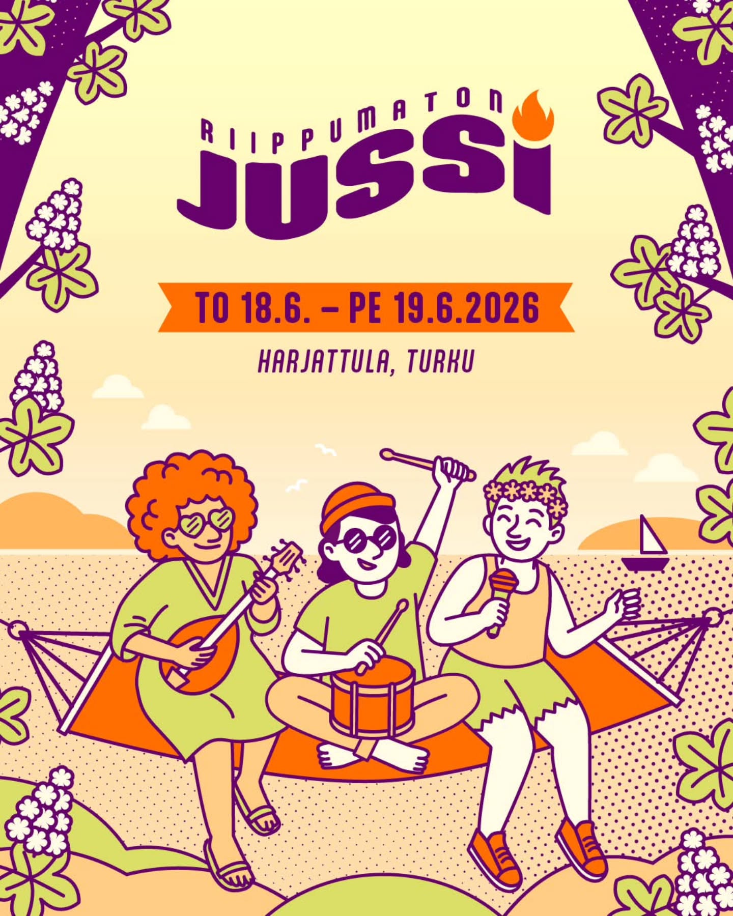 Kolmas vuosi Riippumaton Jussi -festari-ilmeen parissa! Juhannusta odotellessa... 🌞 #riippumatonjussi #graafinensuunnittelu #kuvittaja
