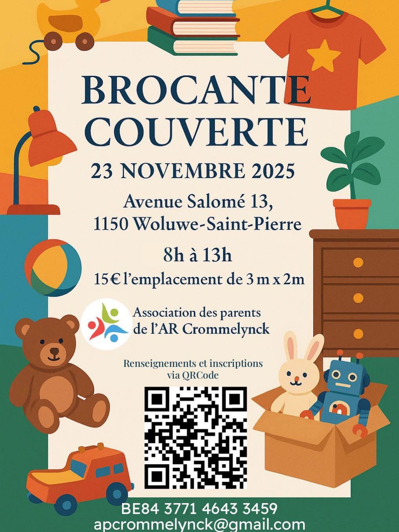 📣 Grande Brocante de l’Association des Parents ! 🎉
Rendez-vous le dimanche 23 novembre 2025 à l’école pour une journée conviviale placée sous le signe du partage et de la bonne humeur 🧺☀️
Venez chiner, vendre, papoter et profiter d’un moment agréable entre familles, amis et voisins 🤗
👉 Toutes les infos pratiques sont sur l’affiche en pièce jointe.
💛 Tous les bénéfices seront reversés à l’ASBL de l’Association des Parents, qui soutient l’école dans de nombreux projets éducatifs et ludiques.
On compte sur vous, venez nombreux ! 🙌
#Brocante #AssociationDesParents #École #Solidarité #BonnesAffaires #Familles #Convivialité #ASBL #VieScolaire