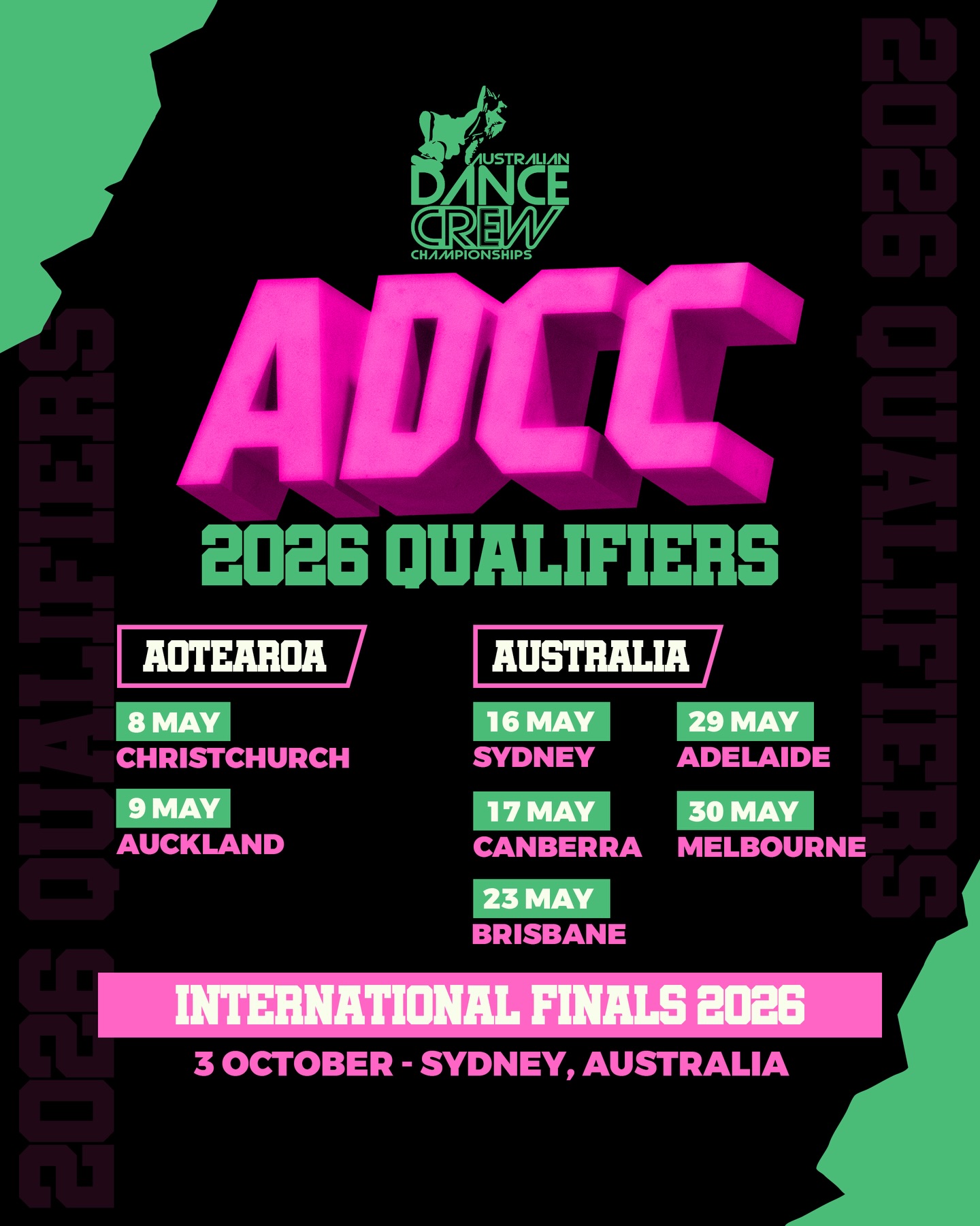AOTEAROA/AUSTRALIA 2026 QUALIFIERS + FINALS DATES ARE HERE ๐ฎโ๐จ More world dates coming soon. Registrations open 1 December for all 2026 events. More details will be emailed out, if you would like to be added to our email list - please DM us! ADCC 26 OTW ๐๐ฝ๐๐ฝ