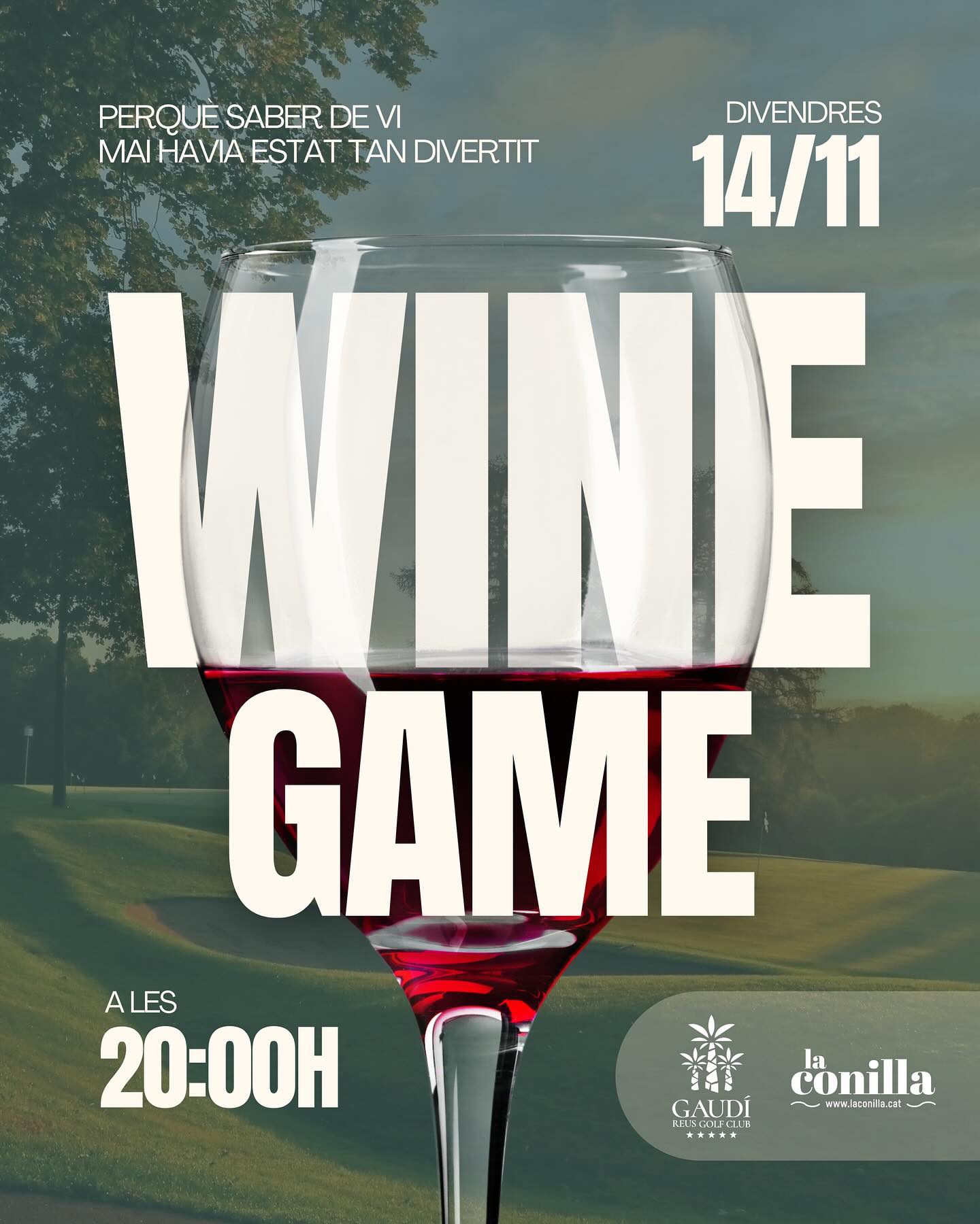Ho estàveu esperant! 😎
Arriba el planàs que ho té tot: rialles, joc, bon rotllo i molt de sabor.
Presentem… WINE GAME by @laconilla.cat
Una tast de vins com mai l’has viscut: res de postureig, ni protocols, ni discursos avorrits.
Aquí es tracta de jugar, de riure i de posar a prova el teu paladar amb tres fases de joc plenes de sorpreses.
🍷 Endevina, tasta, competeix… i demostra que tu ets el que més en sap de vi!
🤔 Qui guanyarà? Només els més atrevits ho descobriran.
I, és clar, no hi faltarà el menjar:
🍴 3 tapes delicioses, 2 vins espectaculars i més sorpreses que faran d’aquesta nit una experiència única.
🗓️ Divendres 14 de novembre a les 20:00h
🎟️ 27 € per persona
📞 Reserves al 631 983 824
Vine amb els teus amics, amb la teva parella o amb qui vulguis, però vine preparat per jugar, riure i brindar com mai 🥂
