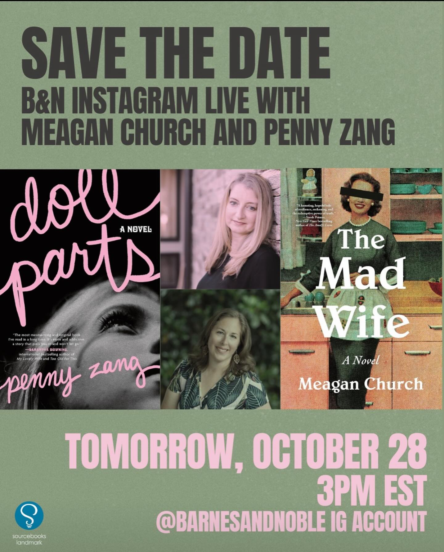 Tomorrow (Tuesday, 10/28) at 3 pm, join me and @mchurchwriter on the @barnesandnoble Insta account to chat about Sylvia Plath, motherhood, and books—my debut, Doll Parts, and her bestselling new release, The Mad Wife.
It’s going to be such a great conversation 👻🖤👻
#dollpartsbook #themadwife #sourcebookslandmark #barnesandnoble #bookstagram