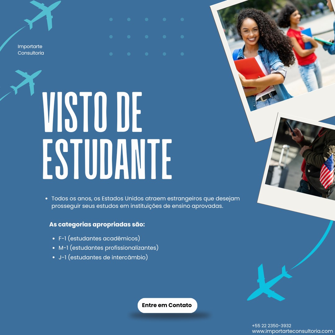🎓 Quer estudar nos Estados Unidos?
O visto de estudante é o primeiro passo para transformar esse sonho em realidade. 🇺🇸
Existem diferentes tipos de vistos (F1, M1 e J1), e cada um serve para um perfil específico de estudante.
Nós te ajudamos a entender qual é o ideal para o seu caso e guiamos todo o processo. 💼✈️
📲 Fale com a Importarte Consultoria e comece sua jornada internacional hoje mesmo!
#vistodeestudante #estudarnoexterior #consultoriadeviagem #vistousa #intercambio