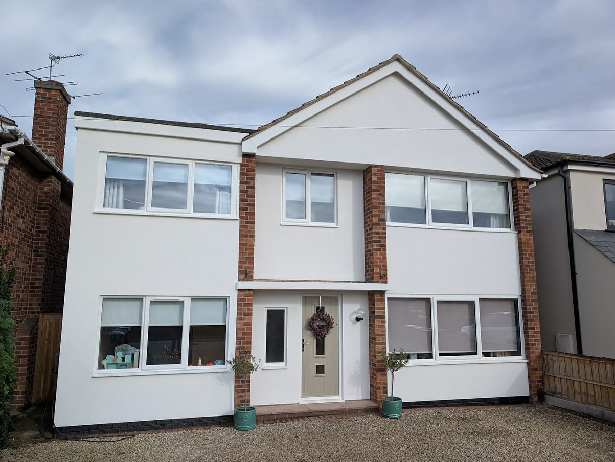 ✨ Project Complete – Abbey Rd, Bingham ✨
A full exterior transformation using a White Premium Silicone Render System.
We started by removing the existing tiled cladding and render, giving us a blank canvas to work with.
The result?
A fresh, modern look, while retaining the original brickwork pillars as a stylish contrasting feature.
A clean, timeless finish with character that really stands out.
#siliconerender #colouredrender #nottingham #valeofbelvoir