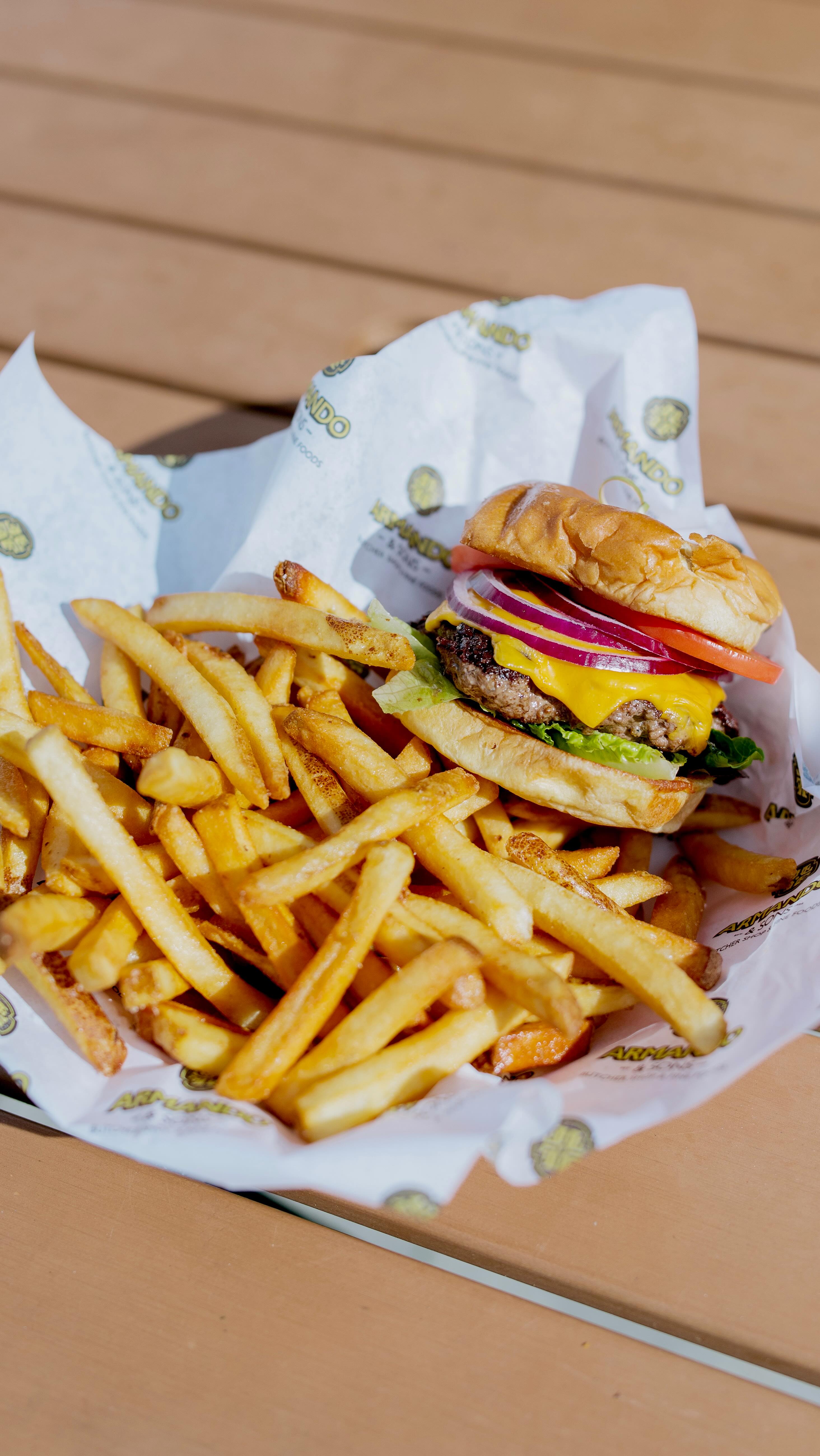 Just to be safe…🍔🍟 #villageatrancharrah #RenoTahoe #thisisreno #BurgerLovers #RenoFoodies #butchershop #armandoandsons