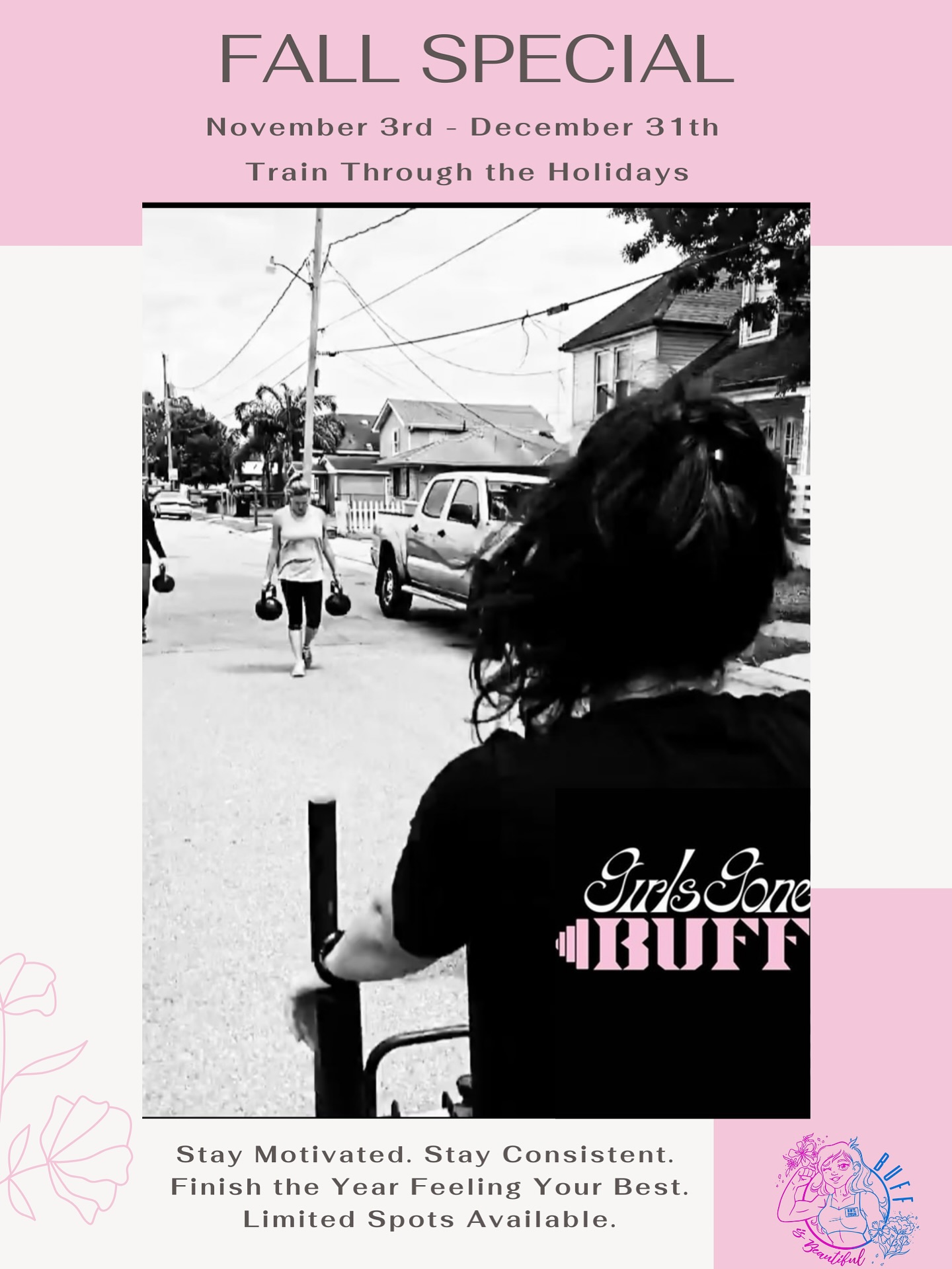 Stay strong. Stay consistent. Stay confident.
Our Holiday Special is your chance to finish the year strong.
Spots are limited.
#strong #consistent #capable #confident #holidayspecial #fitness #girlsgonebuff #buff