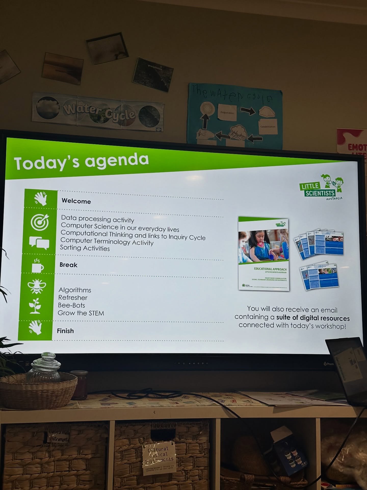 🌟 Today a handful of our educators had an exciting visit from Karen at Little Scientists! 🌟
Our team took part in an inspiring Computer Science workshop, where we explored the world of technology and how it shapes our everyday lives. Together, we identified different types of technology we use day to day and discovered new ways to bring these ideas into our learning environments. 💻✨
We also unpacked the difference between computational thinking and analytic thinking, and had so much fun exploring programming with Bee-Bots — hands-on learning that really brought computer science to life! 🐝🤖
This experience ties beautifully into our approach to Inquiry-Based Learning — an educational philosophy that centres on children’s natural curiosity and problem-solving. Inquiry-based learning begins with children’s excitement and questions, sparking engagement and deeper understanding.
Through open-ended play and exploration, children make discoveries that lead to new questions — for example, noticing how shadows move throughout the day or wondering, “Why is it raining even though the sun is out?” 🌦️
Inquiry-based learning is perfect for early STEM education, nurturing the wonder that drives children to explore, ask questions, and make sense of the world around them. A massive thank you to Karen for a wonderful workshop today!! @littlescientistsaustralia