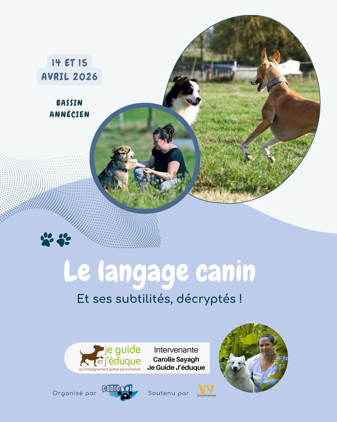 Je suis tellement heureuse de vous proposer ce stage avec Carolle Sayagh de @je_guide_jeduque
Venez découvrir les supers pouvoirs de vos chiens ! Un sujet de stage qui me passionne et m’éblouit à chaque fois
Liens d’inscription en bio via beacons