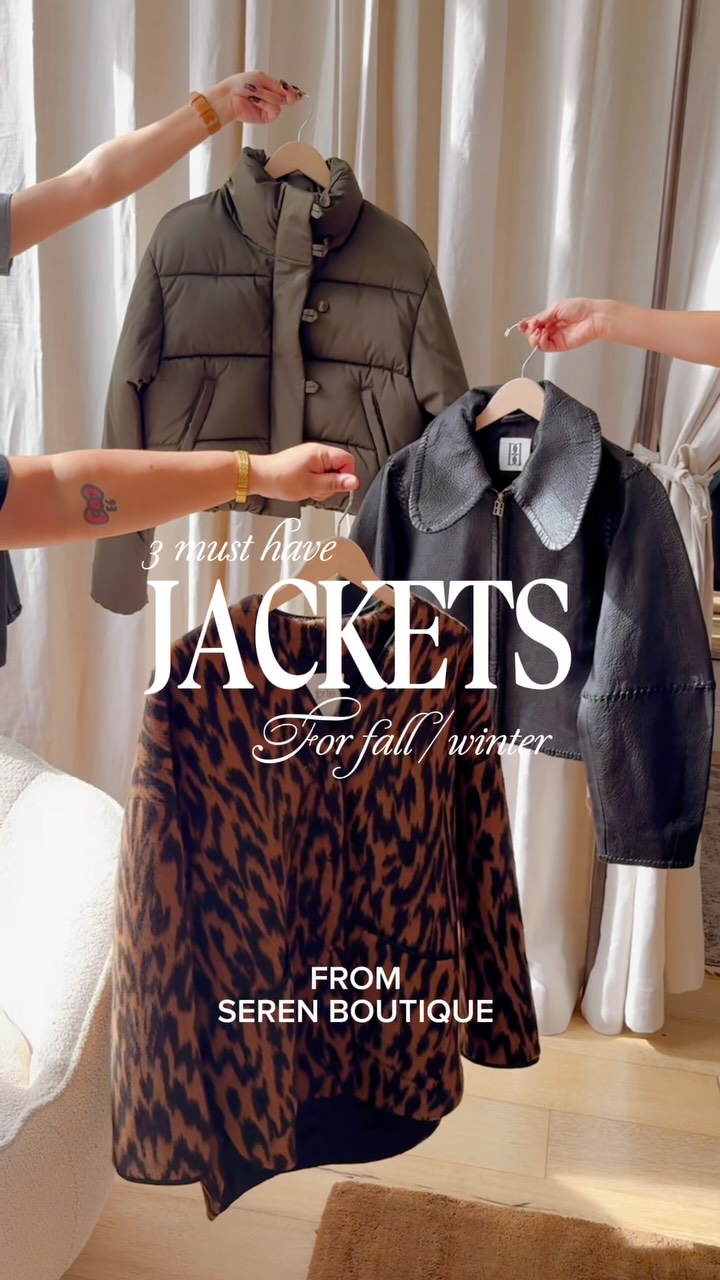 Three jackets. Endless outfit potential. 🍂✨ Discover your new fall and winter favorites at Seren in The Village at Rancharrah🧥🤎 #TheVillageAtRancharrah #SerenReno #RenoStyle #FallFashion #WinterWardrobe #ShopLocalReno #RenoBoutiques #FallStyleInspo #CozyChic #Rancharrah