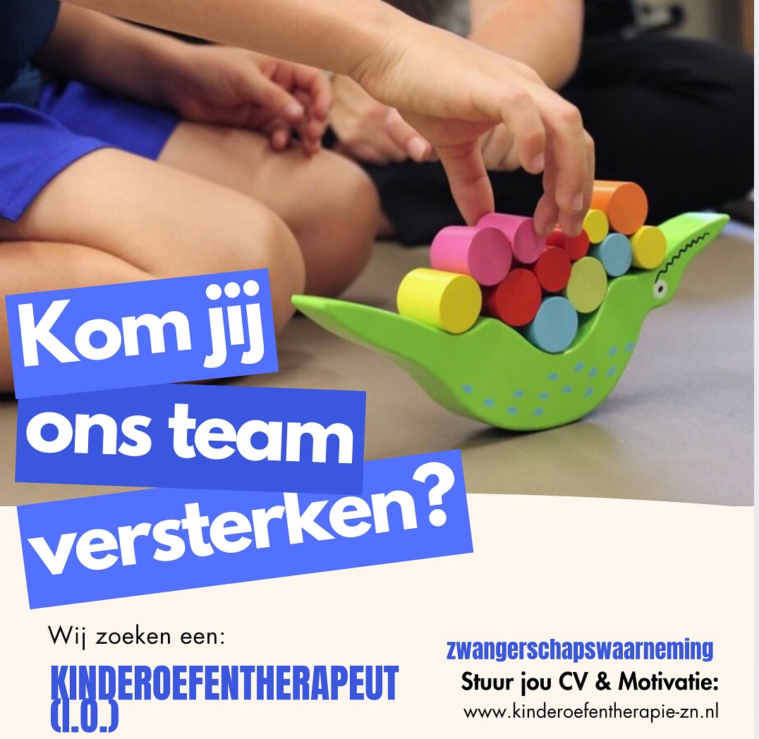 Wij zijn op zoek naar een gezellige kinderoefentherapeut die ons team komt versterken van januari 2026 tot en met april 2026. Het lijkt ons Ă©cht leuk om jou te ontmoeten! đ