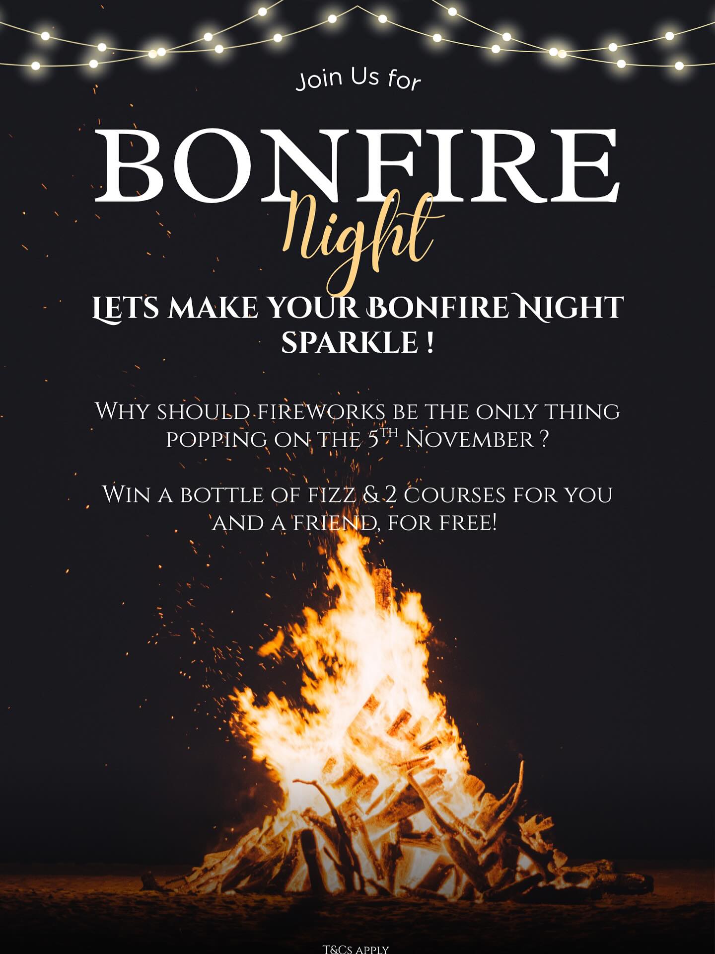 Bonfire Night Giveaway ! 🎆
Want a chance to win a bottle of Prosecco and 2 course meal for you and a plus one?
To make your bonfire night POP 🍾 All you have to do is …
- Follow us on Facebook/ instagram
- Tag your plus one (each tag = 1 entry)
- Repost this post on your story
Winner announced on 5th November — just in time for the celebrations!
Good luck, and let’s make the night sparkle! ✨🥂
#giveaway #107diningroom #bonfirenight
