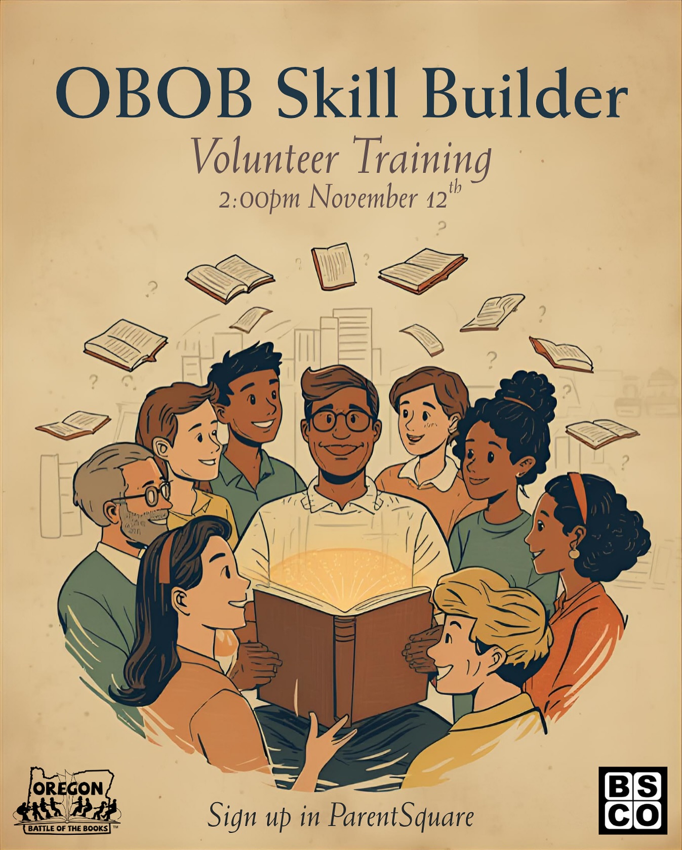 Weโve got a lot of students signed up for OBOB ๐ Which means we need a lot volunteers to get us through Skill Builders and Battles! Our first volunteer training is next Wednesday 11/12 at 2 pm - you can sign up in ParentSquare for the training, as well as to help with the upcoming Skill Builder workshops. See you there! ๐