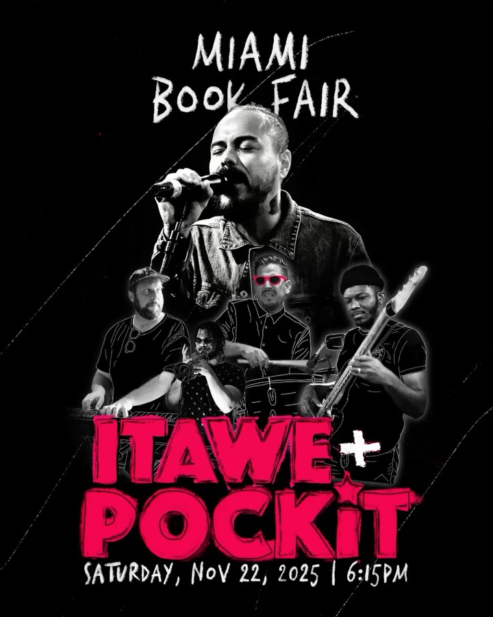 ITAWE + POCKiT are BACK! Live @miamibookfair “Off the Shelf” Saturday, Nov 22 at 6:15pm📕🚨
We’ll be sharing the stage with some of the Miami Music scene dopest artists. 🎶
🎺 Special guest: @andrewamengor on the trumpet
Free show! Latin Reggae Funk vibes guaranteed. Hope to see your beautiful faces 🤩
📍300 NE 2nd Ave, Miami, FL. 33132
📸: @andyvaldivia_
#ITAWE #POCKiTFunk #MiamiBookFair #LiveMusic #MiamiMusicScene #AfterEffects #MotionPoster #MusicPoster