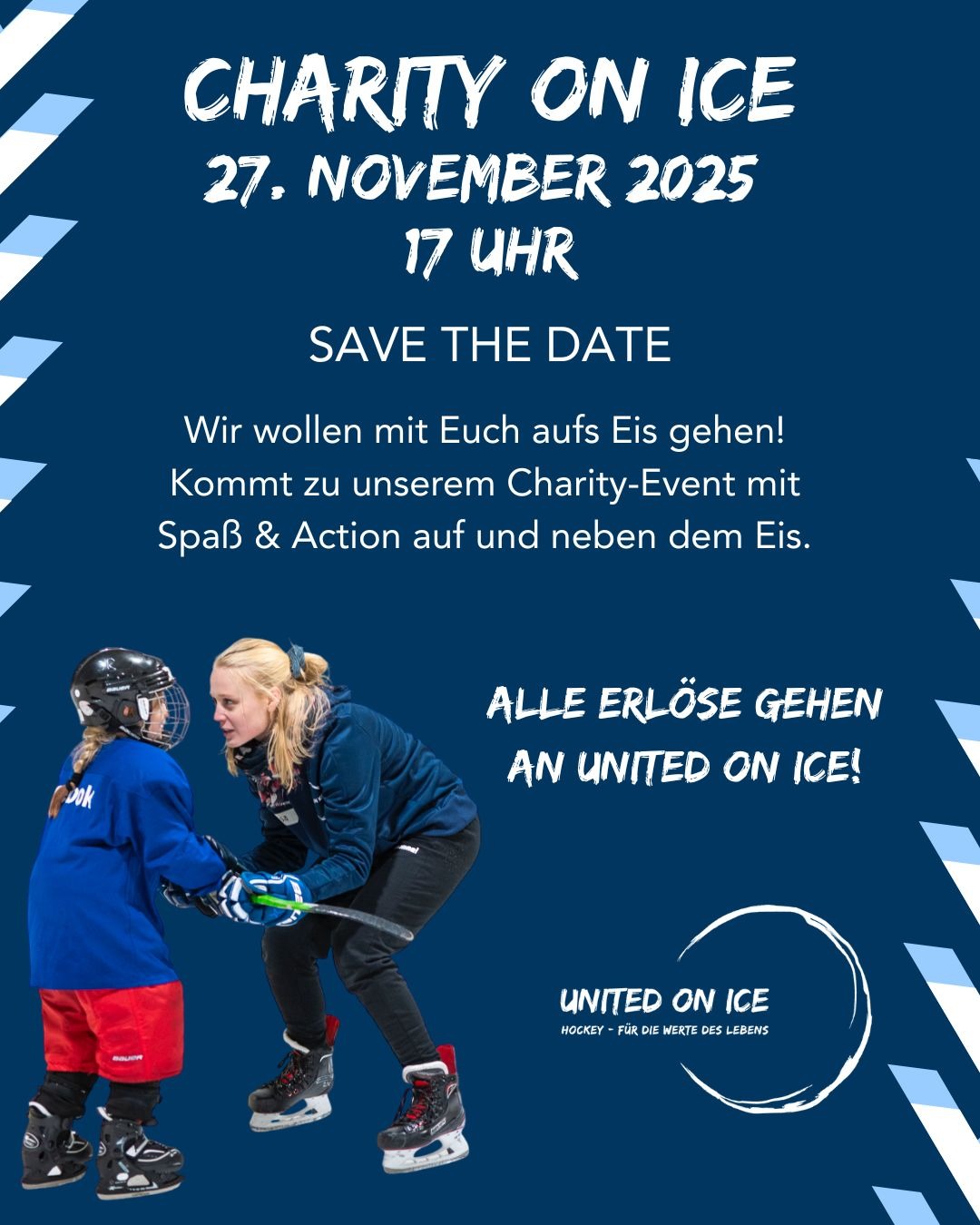❄️ Wir gehen aufs Eis – für den guten Zweck! 🏒🌟
Am 27. November heißt’s: Spaß, Teamgeist & Action auf der Eisbahn Lankwitz.
Gemeinsam sammeln wir Spenden für unser Projekt #UnitedOnIce,
das Kindern und Jugendlichen den Zugang zu Sport & Gemeinschaft ermöglicht.
👉 Save the Date
👉 Tell your friends
👉 Stay tuned – mehr Infos bald!
#UnitedOnIce #BerlinEvents #EisbahnLankwitz #BerlinHilft #SportInBerlin #CharityBerlin #gemeinsamaufseis