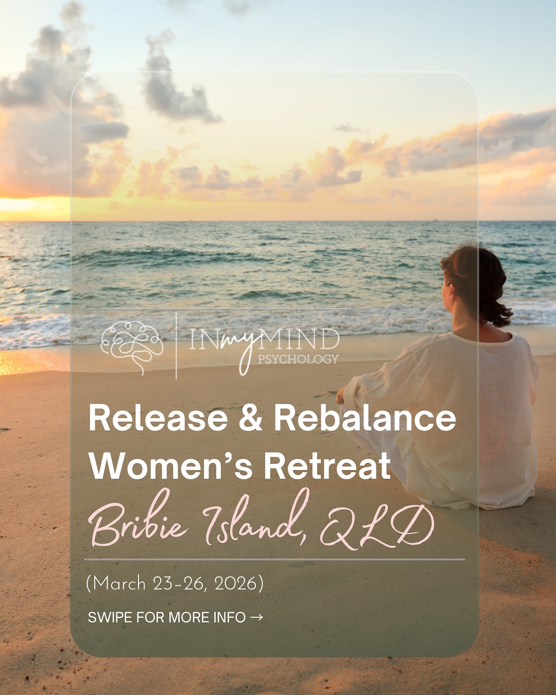 You can feel it calling —
a slower pace, deeper breaths, and time to reconnect with yourself. 🌿
Our Women’s Psychology & Wellness Retreat in Queensland is your invitation to step away from the noise and come home to your body and mind.
Across three nourishing days you’ll experience evidence-based psychology, reiki, breathwork, movement, ice baths, and restorative sunrise yoga on Woorim beach, surrounded by nature, connection, and calm.
Between sessions, sink into stillness, soak up the Queensland sunshine, and let yourself fully exhale. ☀️
Hosted by @sarahthepsych and @charlie_tathra_abra, with a huge thank-you to @holidayhubbribieisland for helping us bring this beautiful retreat to life. 💛
📍 Bribie Island, QLD
🗓️ Tickets go on sale this weekend
Tag your bestie who needs this reset too 💫