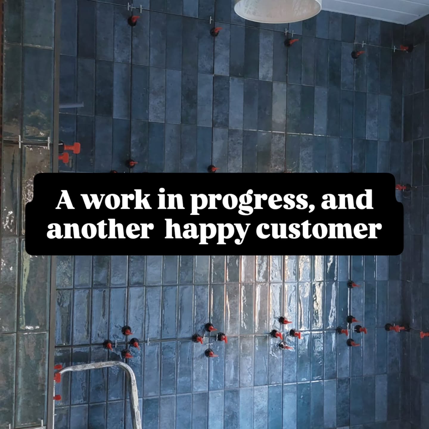 This wee tile actually isn't a wee tiles, it's a 30x60 tile with the appearance of being a small tile, comes in 3 colours, blue, green and off white, real winner for us, and the tiler found it so easy to install👍