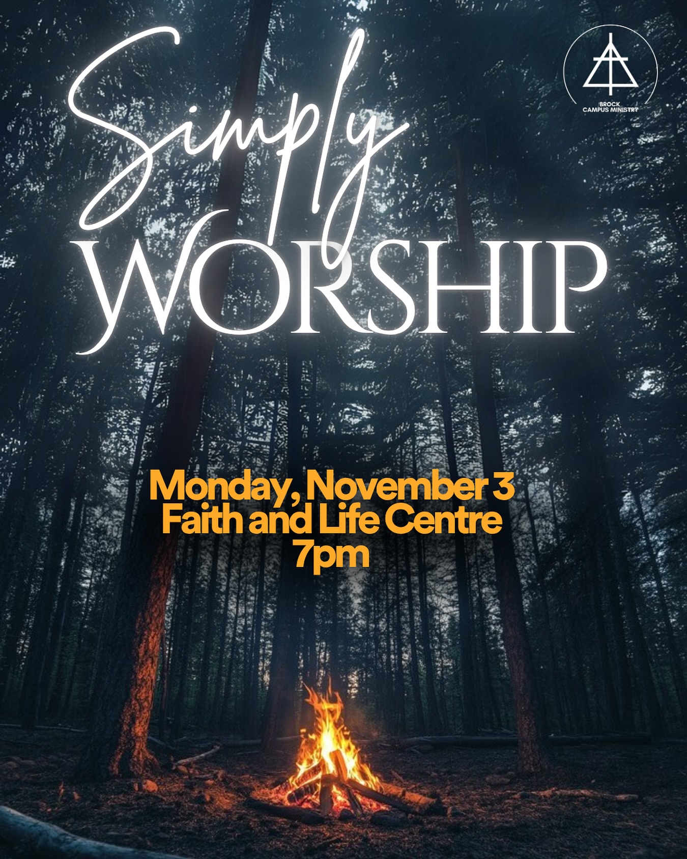 We are less than a week away from our second Simply Worship of the year!
Join Monday at 7pm for a night of worship and connection with God.
If weather permits we will be meeting at the campfire so dress warmly!